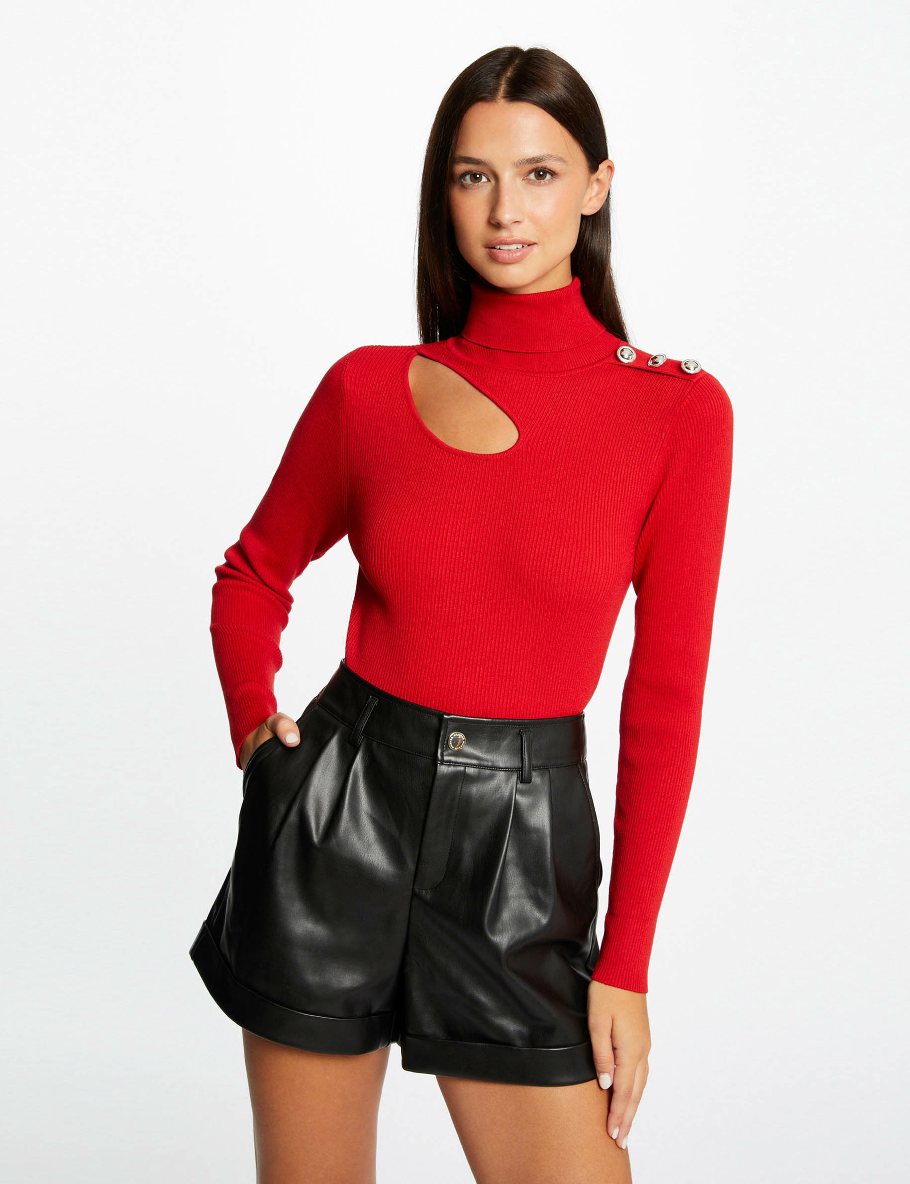 Pull manches longues rouge femme