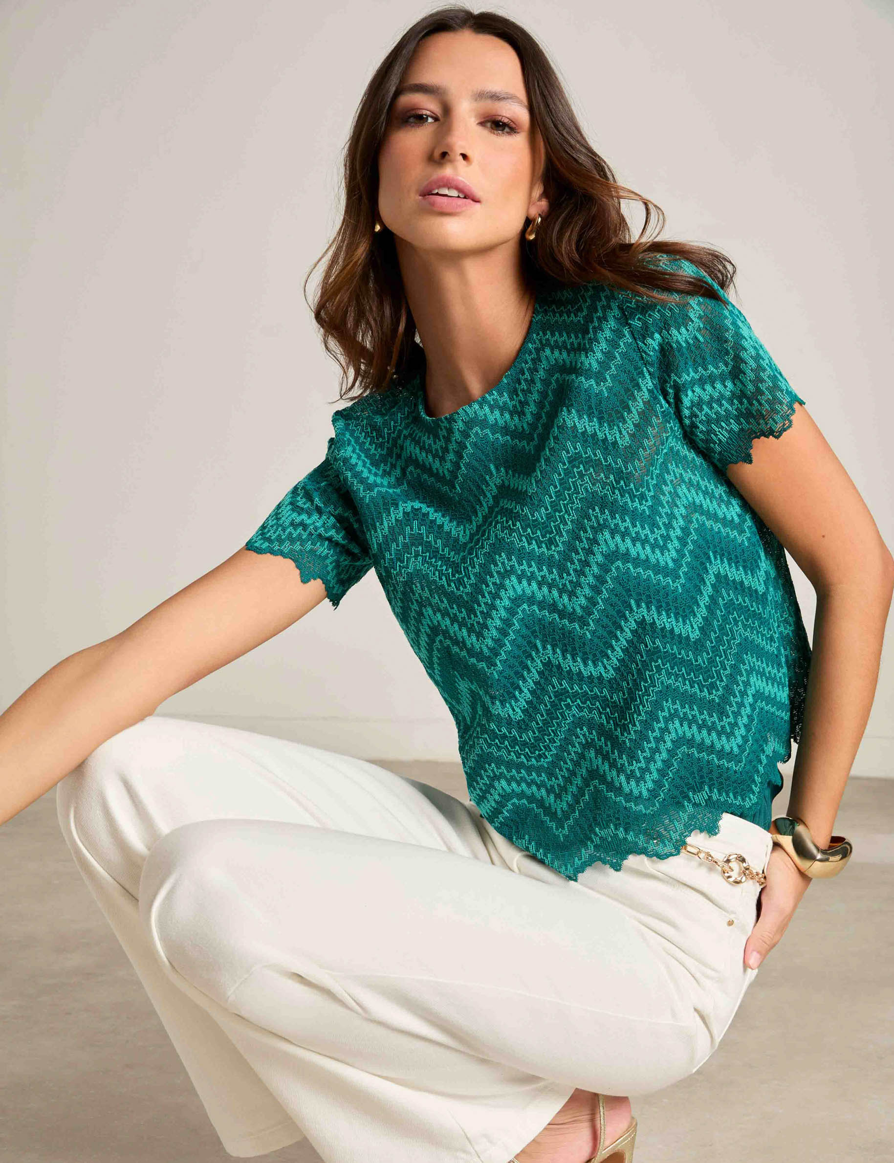 t shirt manches courtes bleu canard femme T-shirt manches courtes bleu canard femme
