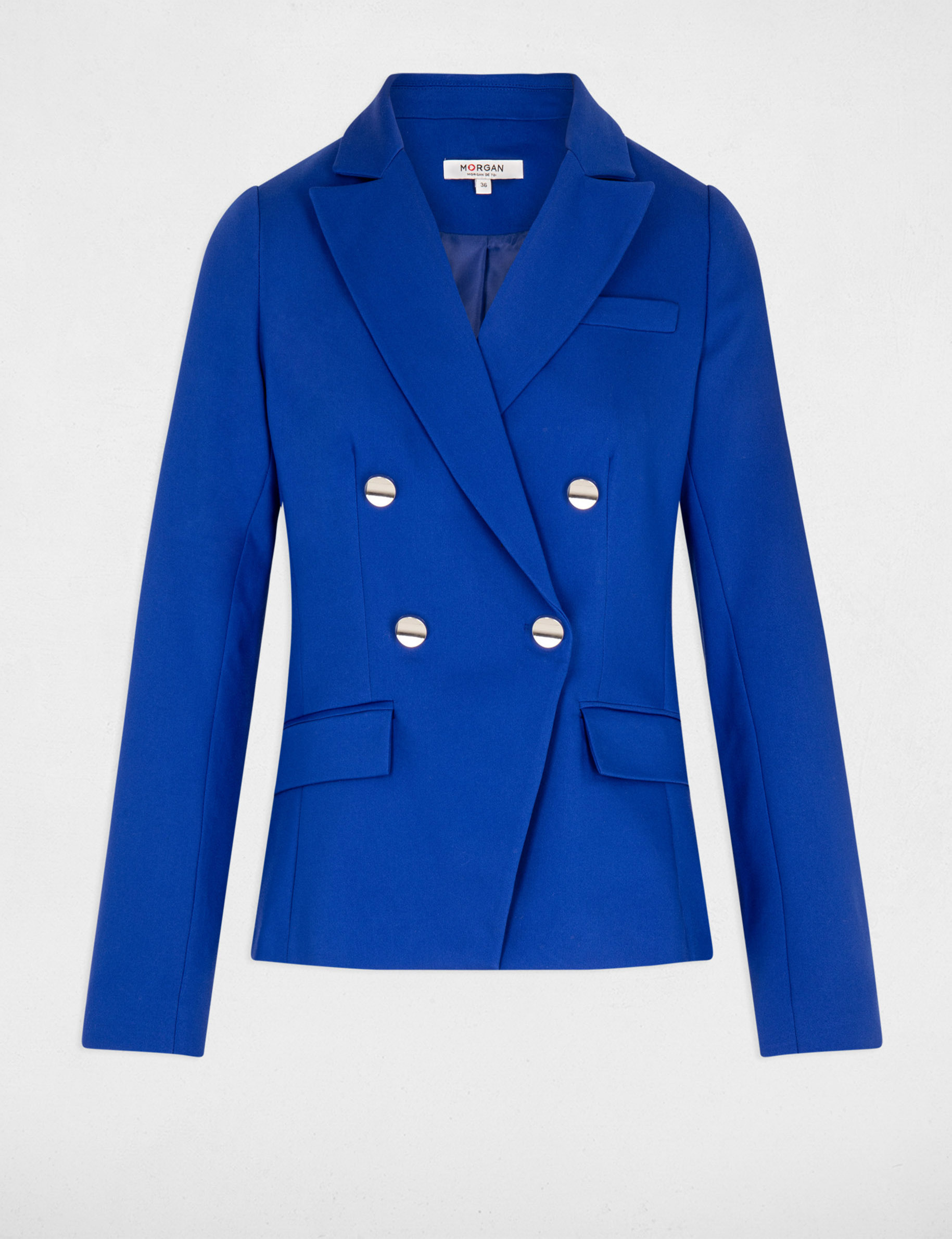 Blazer double boutonnage bleu electrique femme