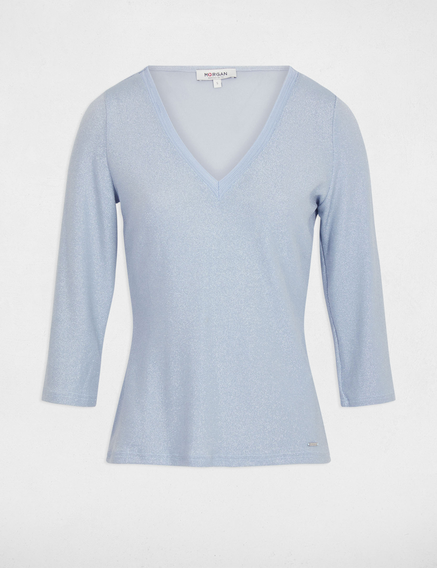 T-shirt manches 3/4 bleu ciel femme
