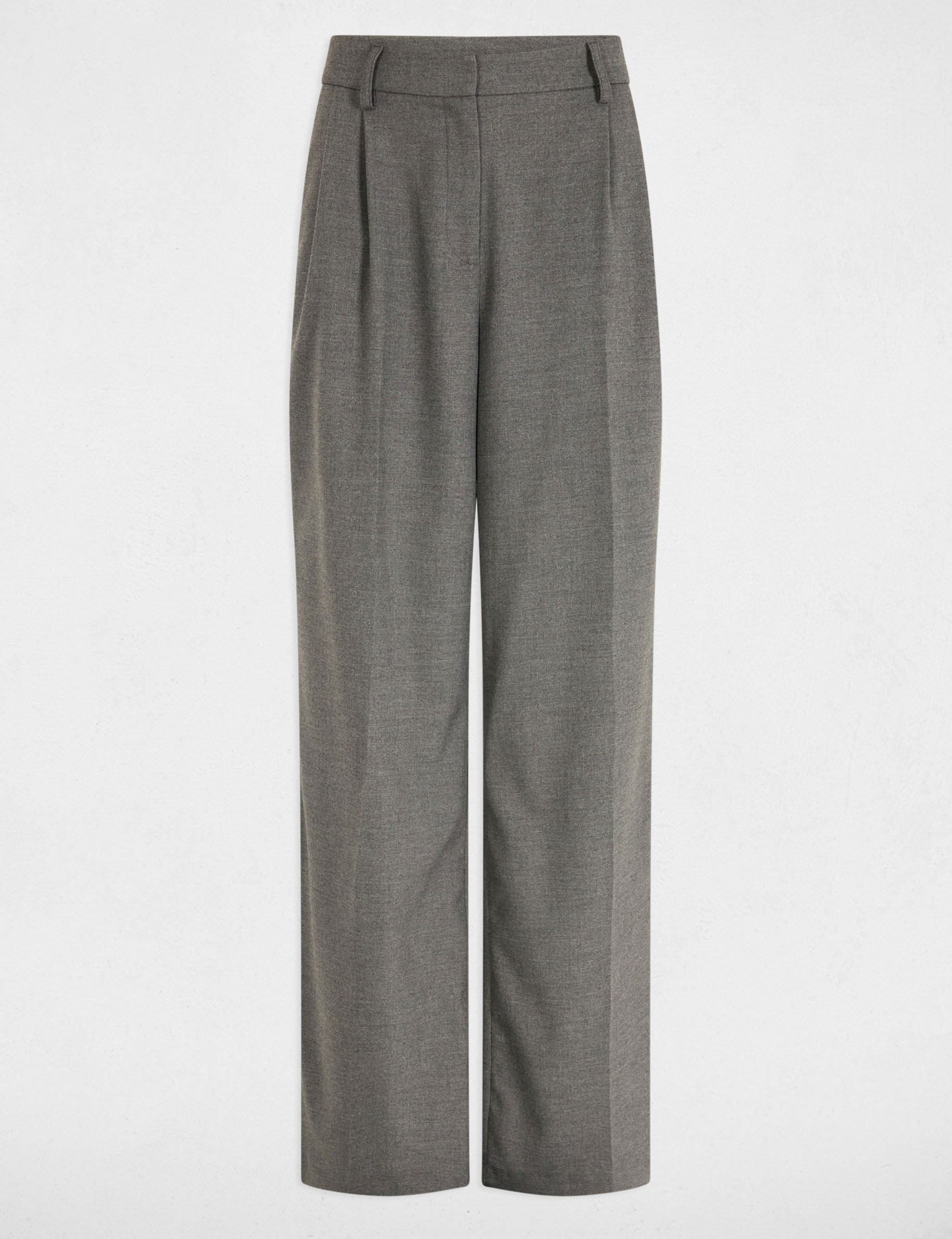 Wijde pantalon met plooien gris clair vrouw