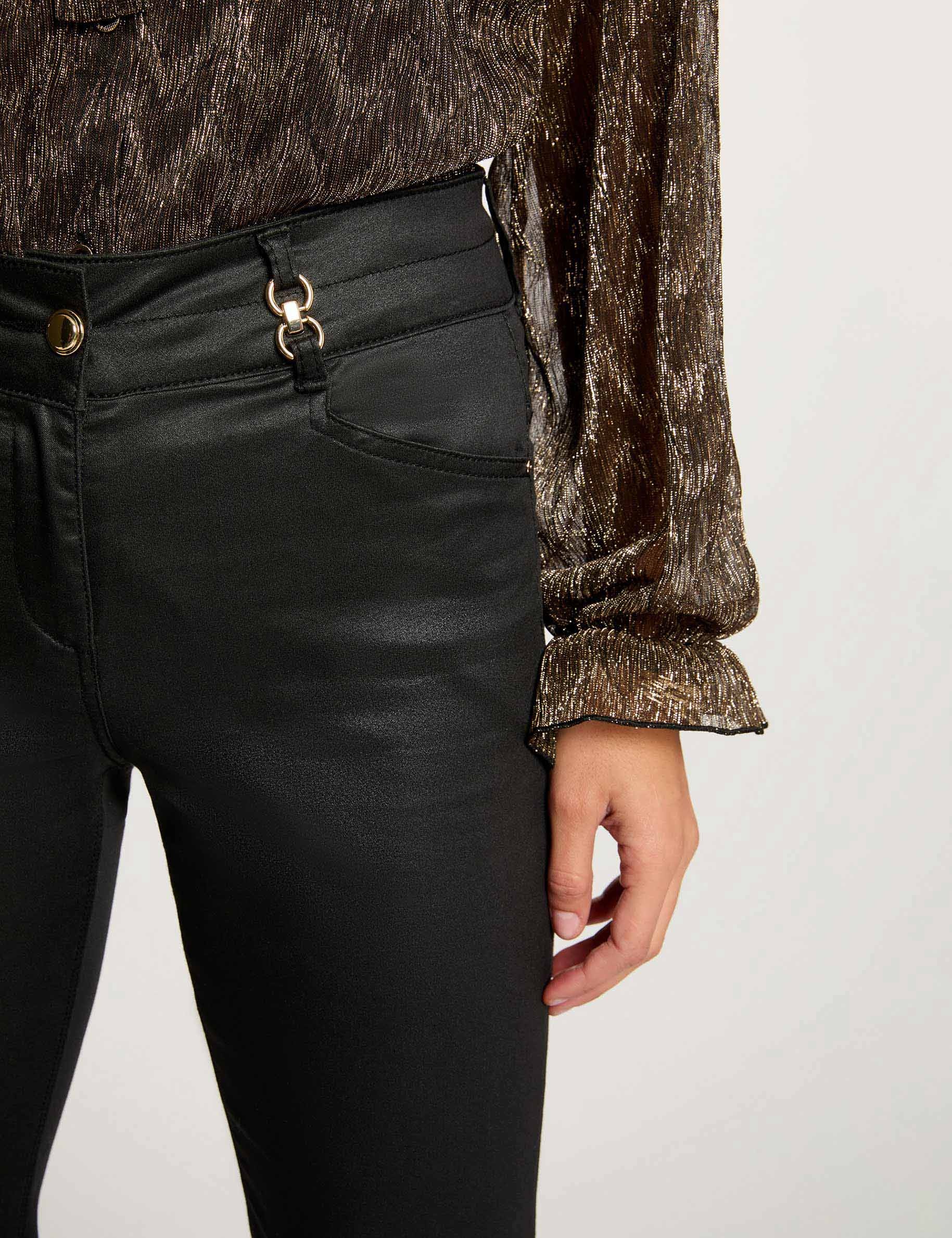 Bootcut broek met coating zwart vrouw