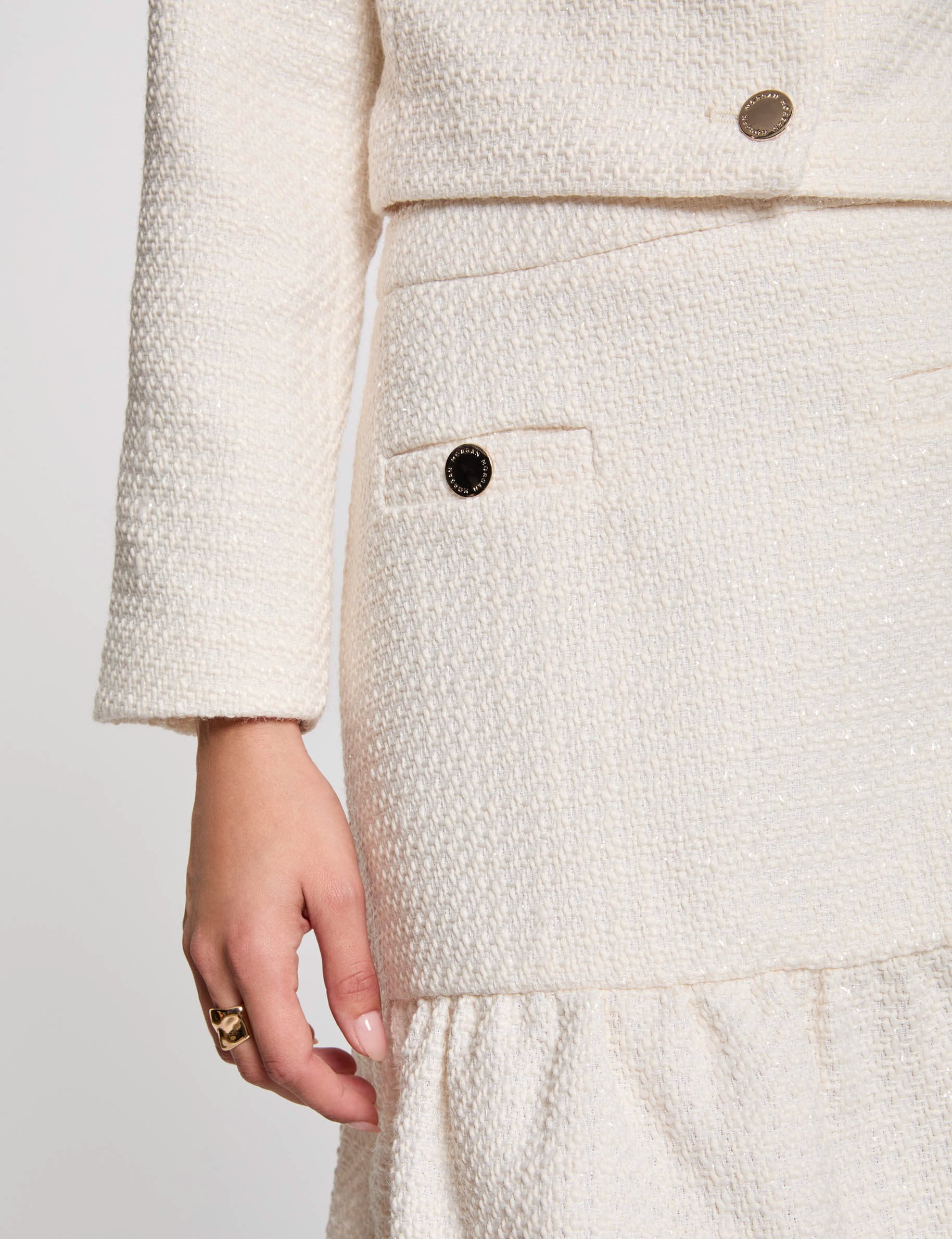 jupe courte tweed ivoire femme Jupe courte tweed ivoire femme