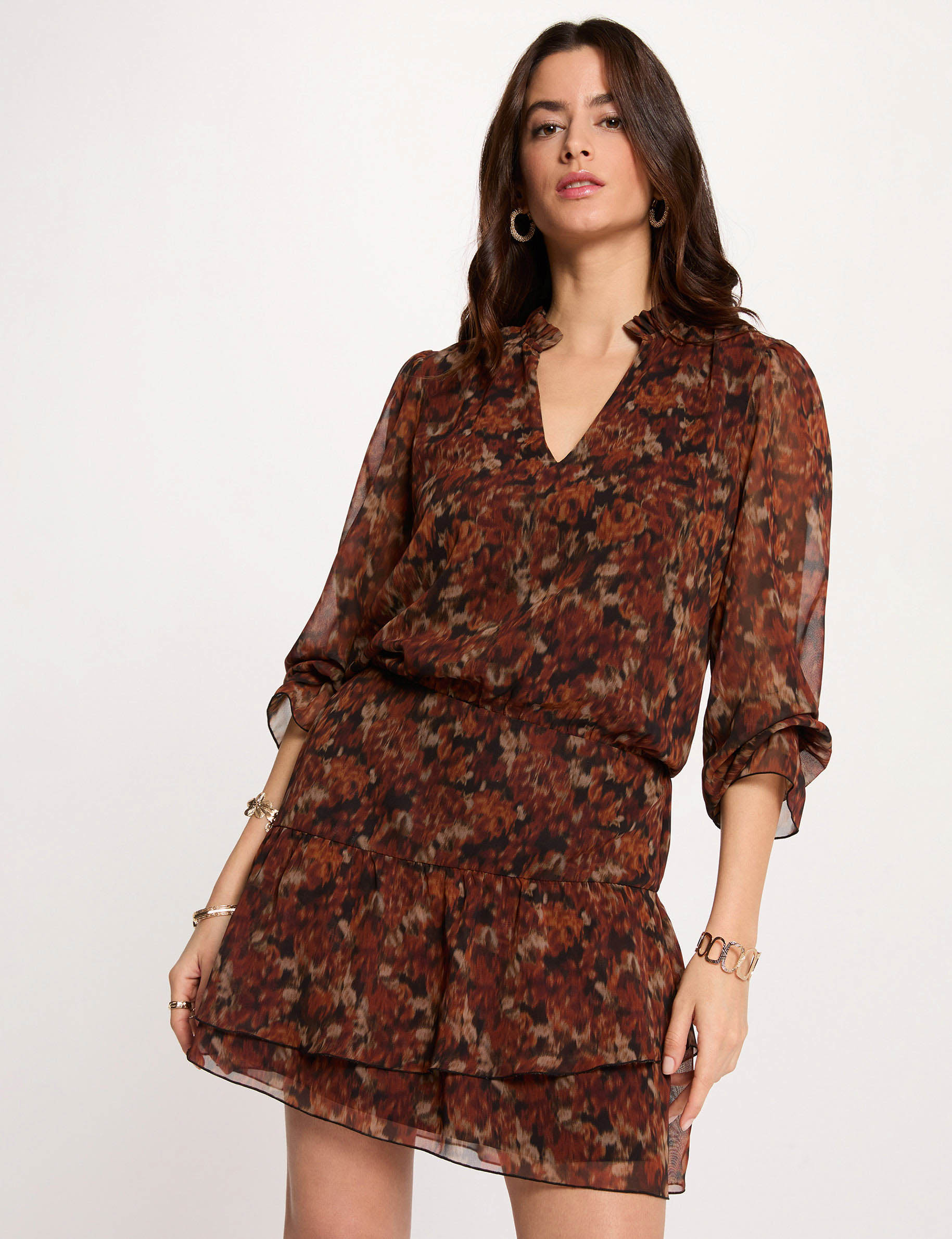 Korte aansluitende jurk meerkleurig vrouw