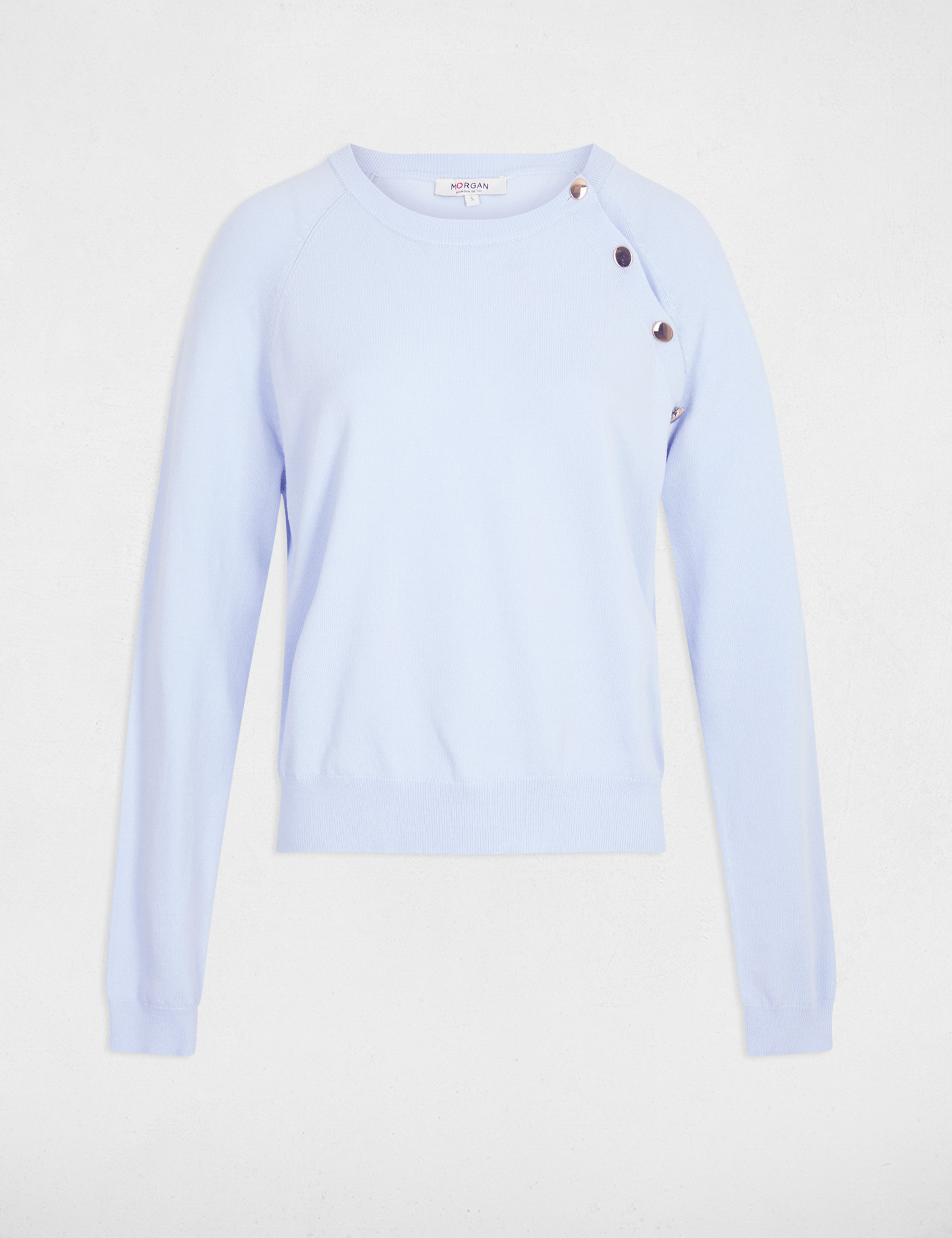 Nauwsluitende dunne trui hemelsblauw vrouw