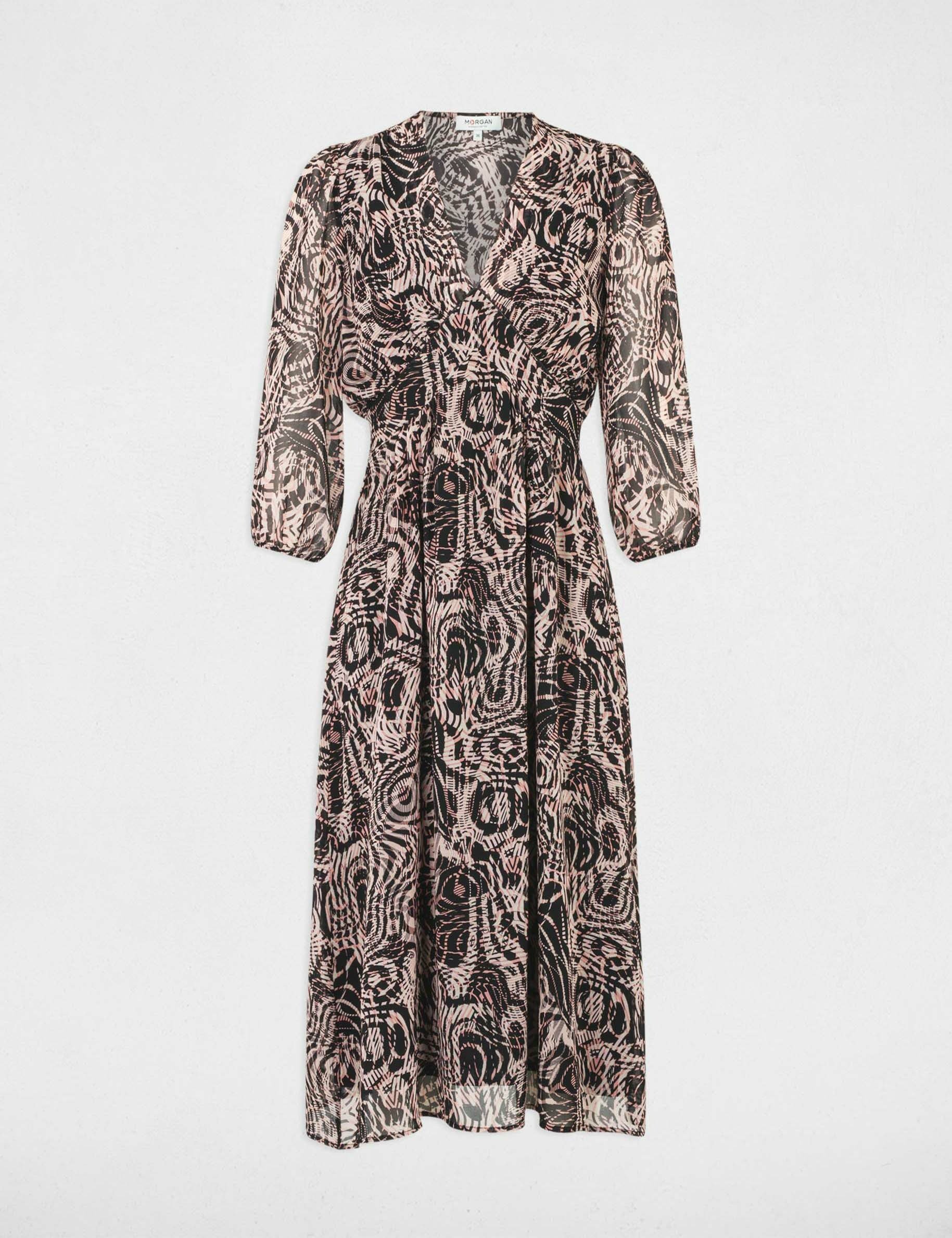 Halflange jurk met abstracte print meerkleurig vrouw