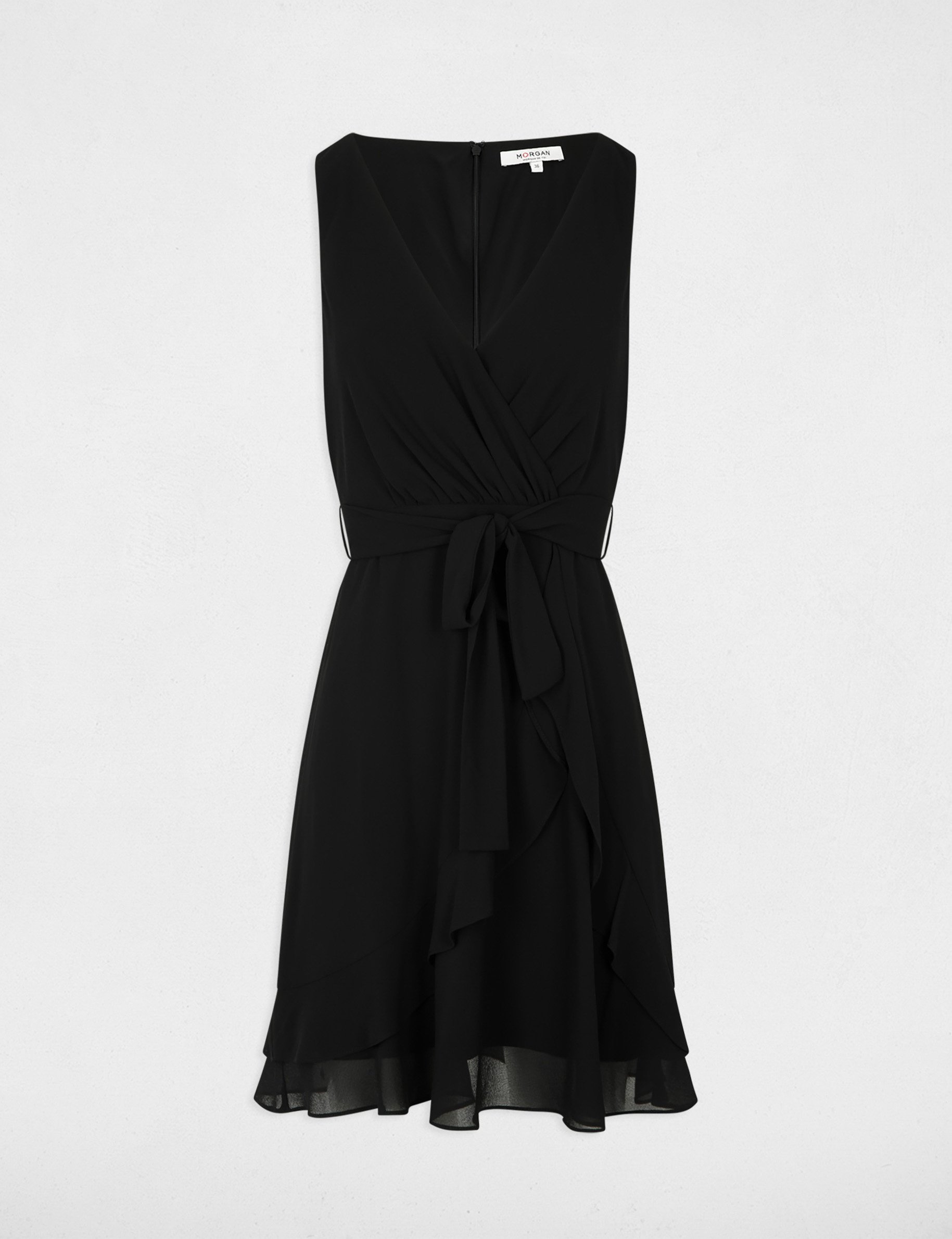 Korte wikkeljurk zwart vrouw