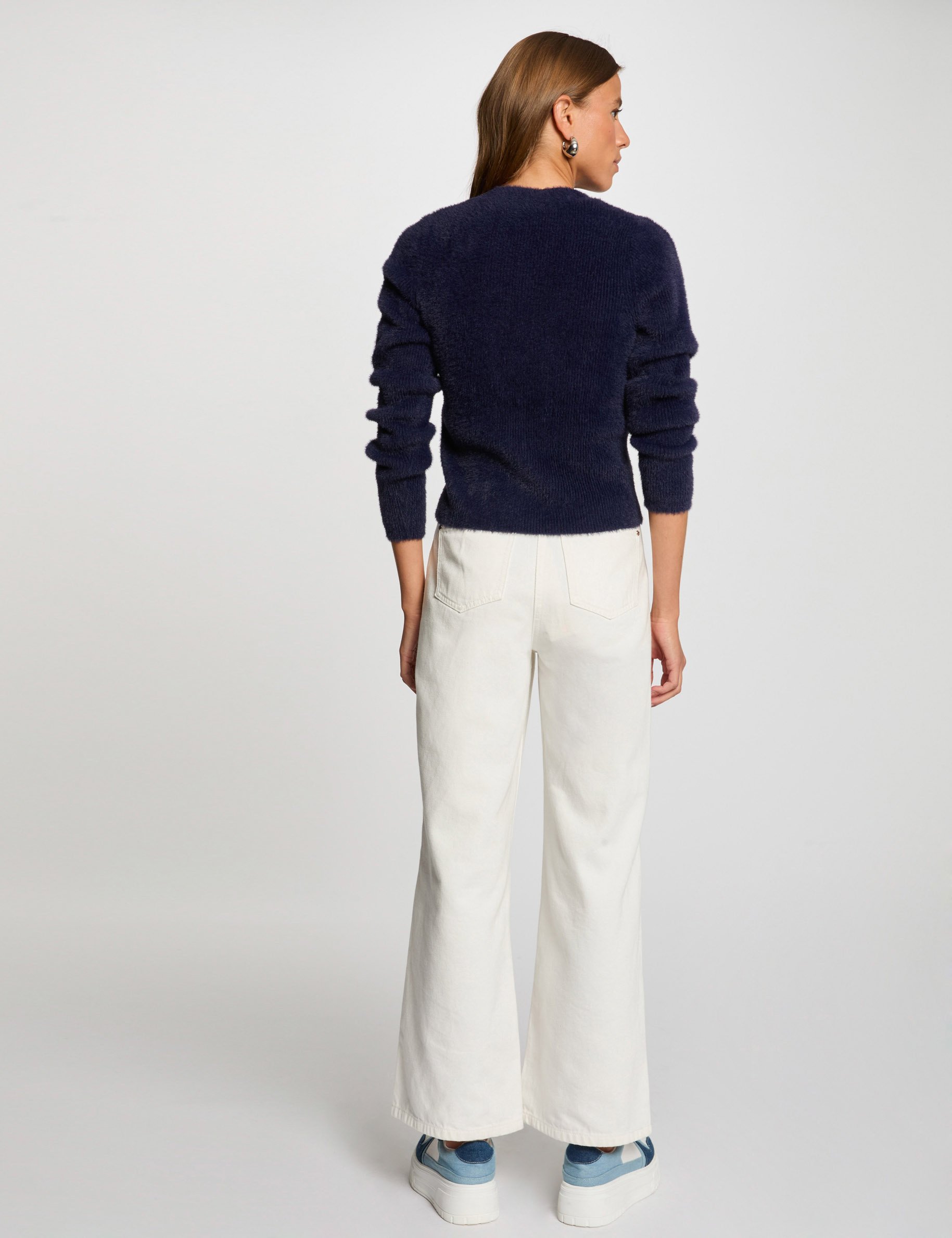vest met lange mouwen marineblauw vrouw Vest met lange mouwen marineblauw vrouw