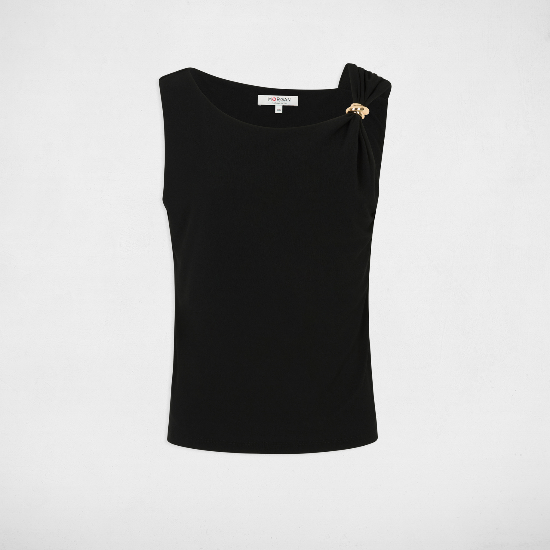 Asymmetrisch T-shirt met sieraad zwart vrouw
