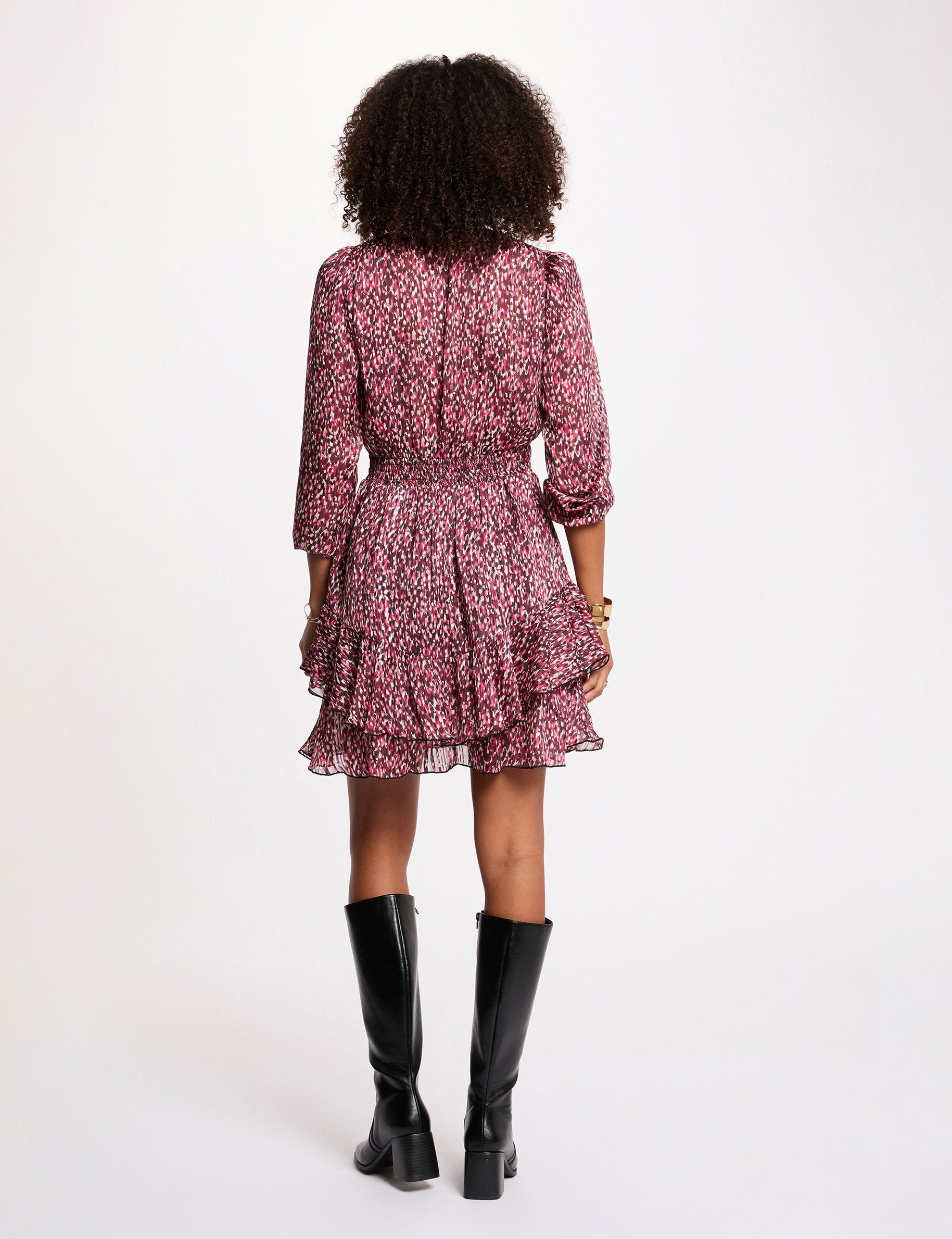 Korte jurk met V-hals meerkleurig vrouw