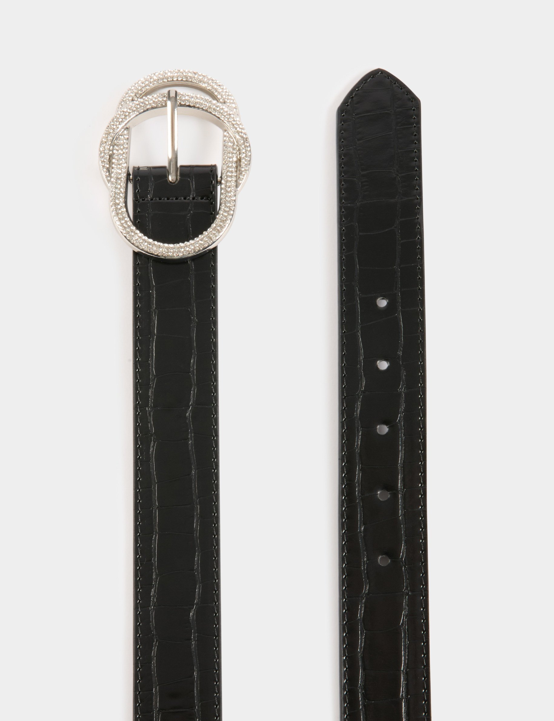 ceinture croco boucle strass noir femme Ceinture croco boucle strass noir femme