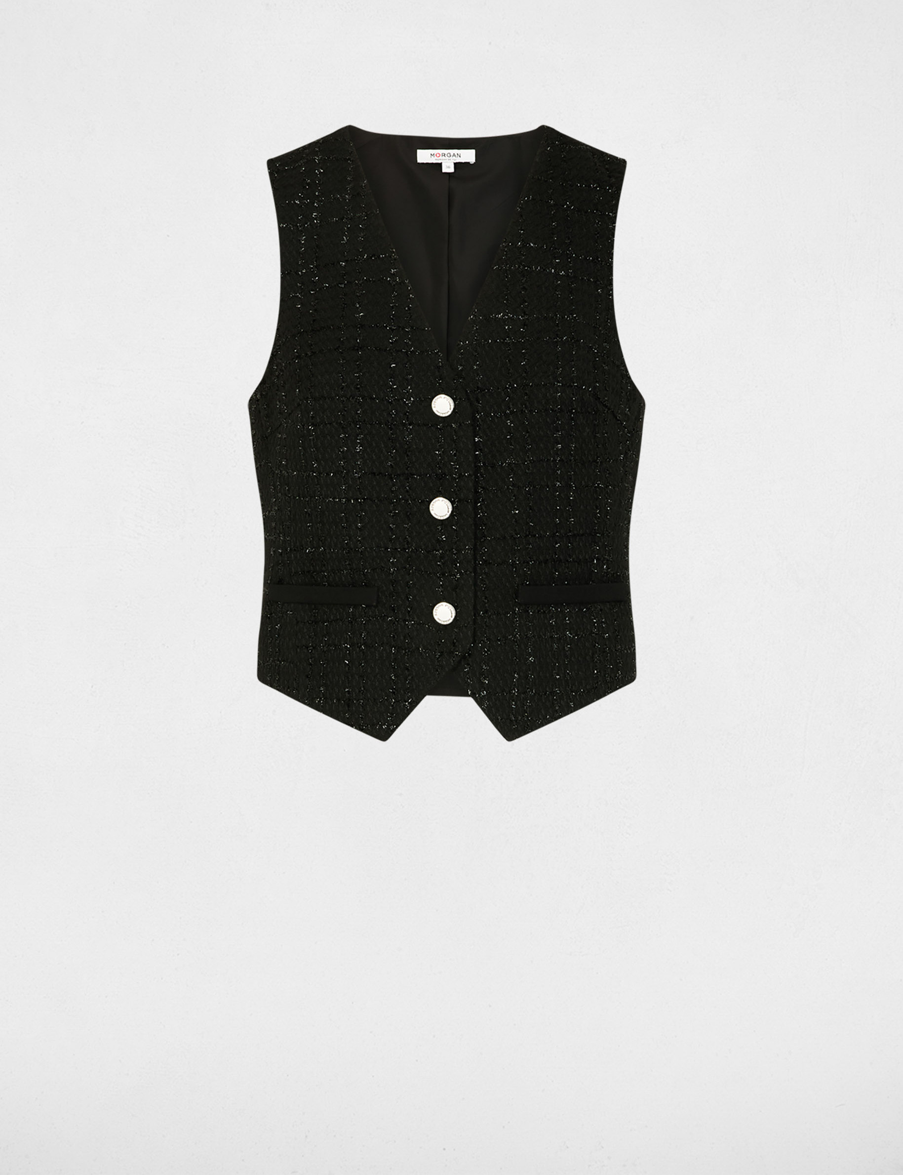 Getailleerd mouwloos vest zwart vrouw