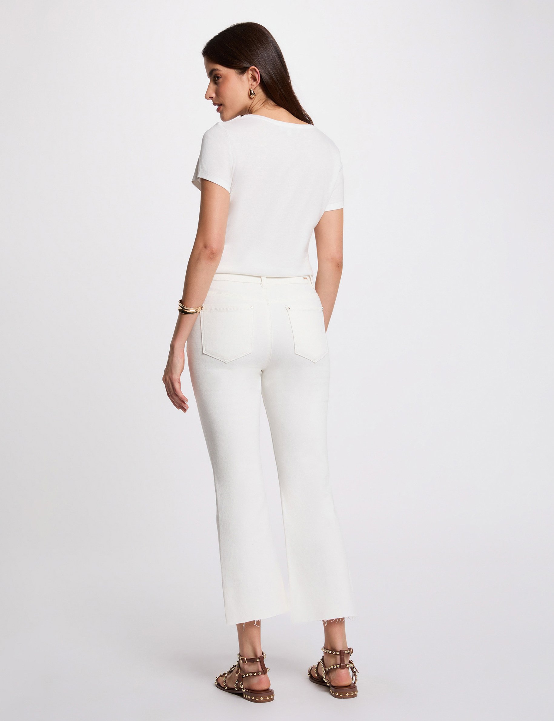Jean slim crop blanc femme