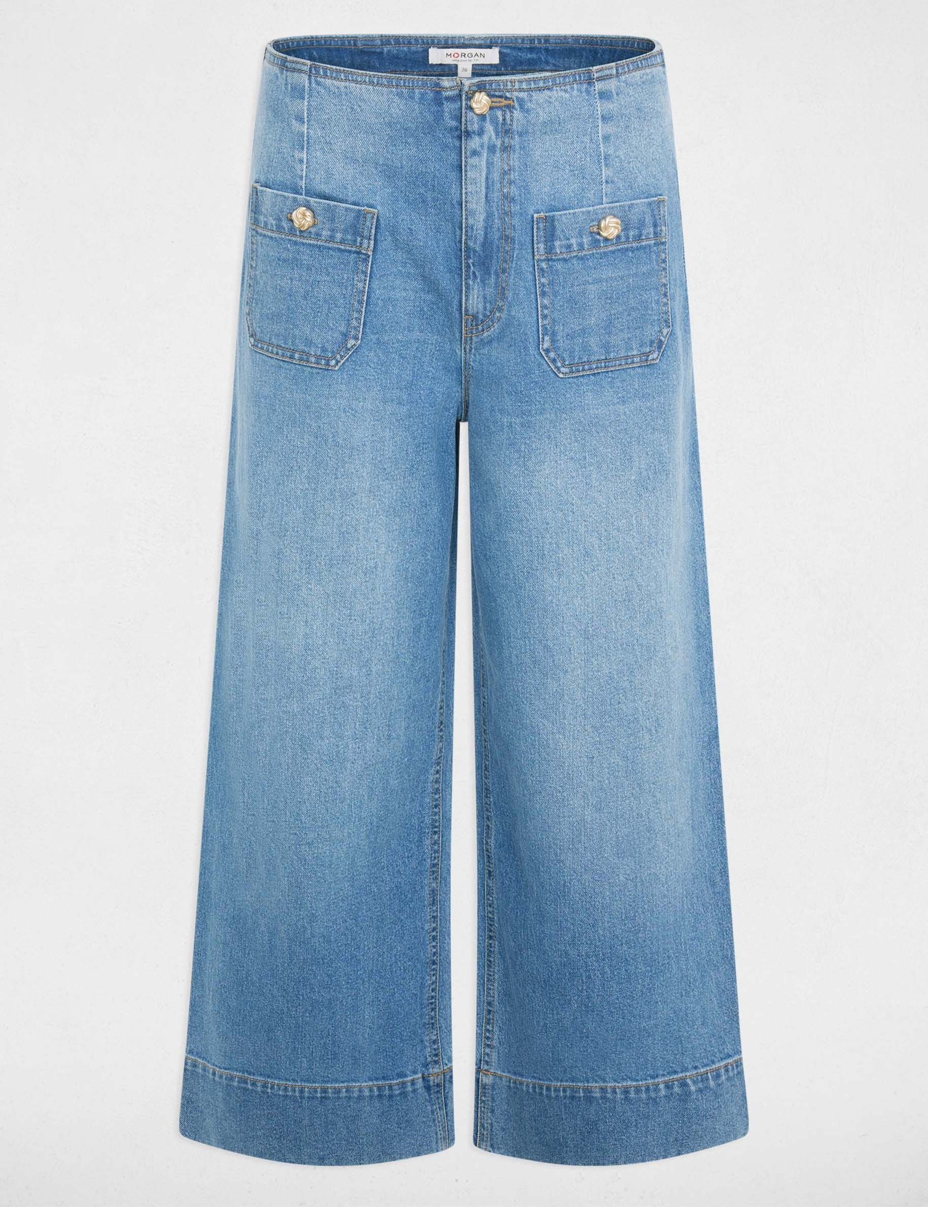 Jean large taille haute denim stone femme