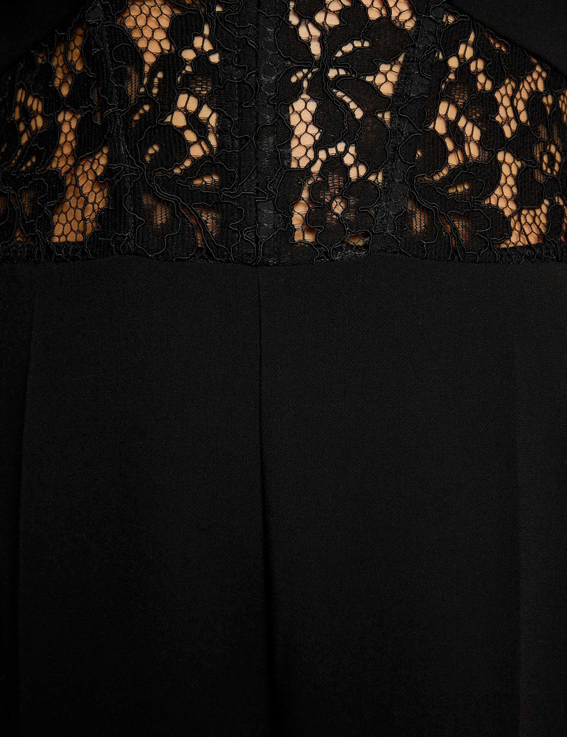 combinaison dentelle col tailleur noir femme null