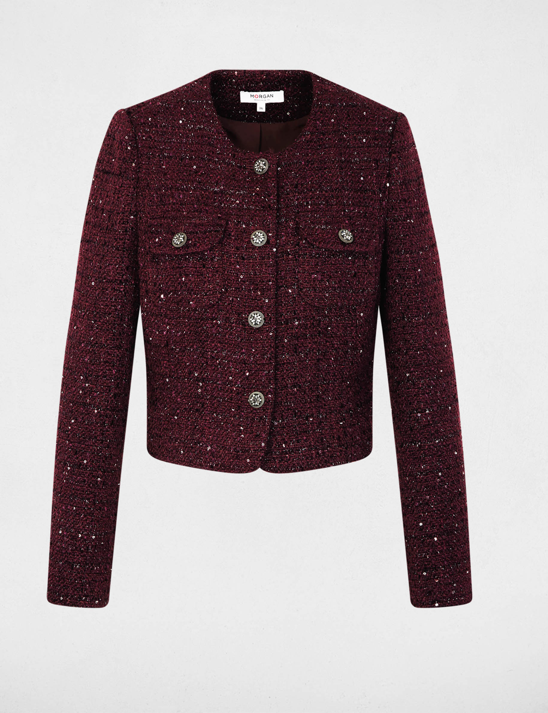 veste ajustee col rond prune femme Veste ajustée col rond prune femme