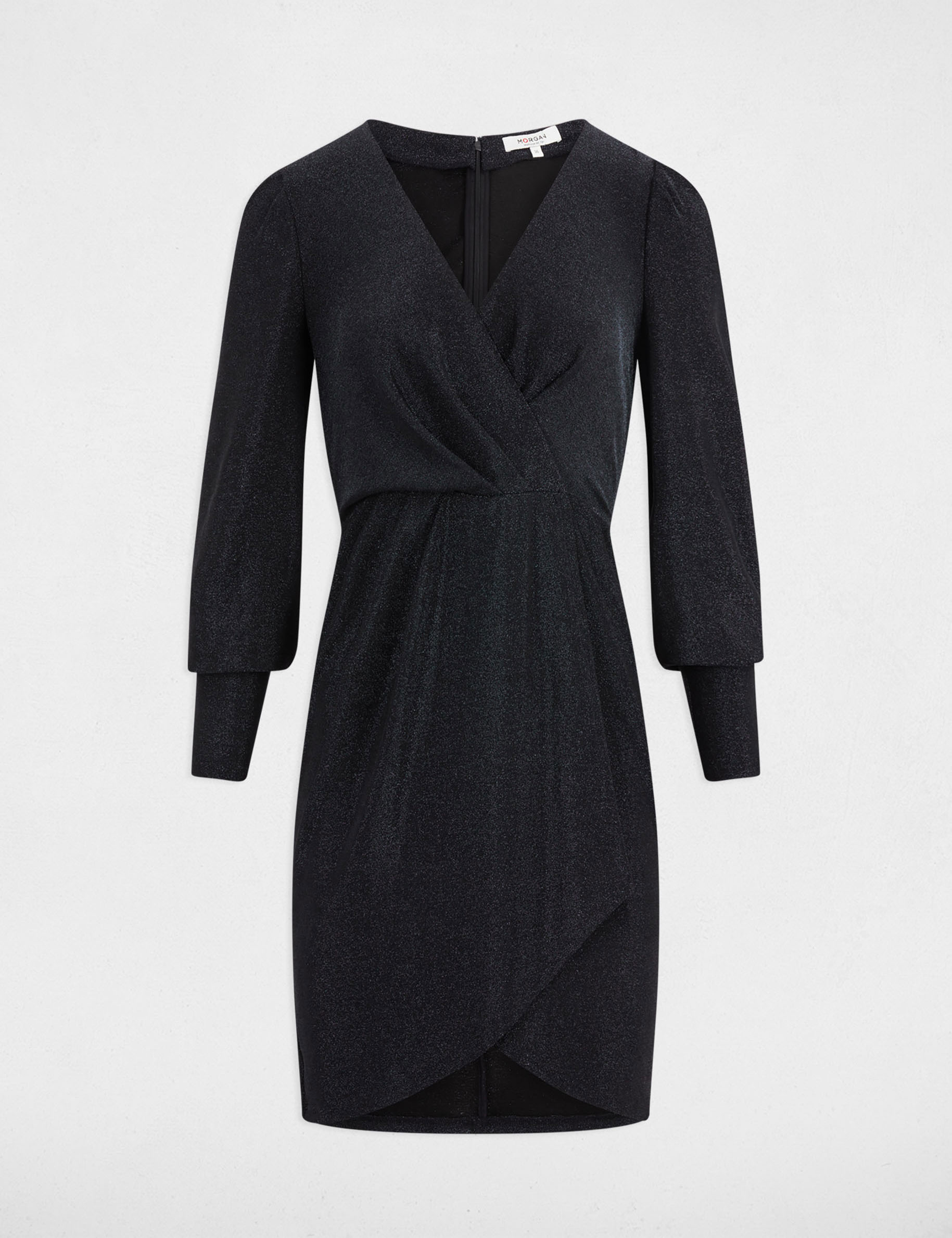 Gedrapeerde jurk met metallic draad marineblauw vrouw
