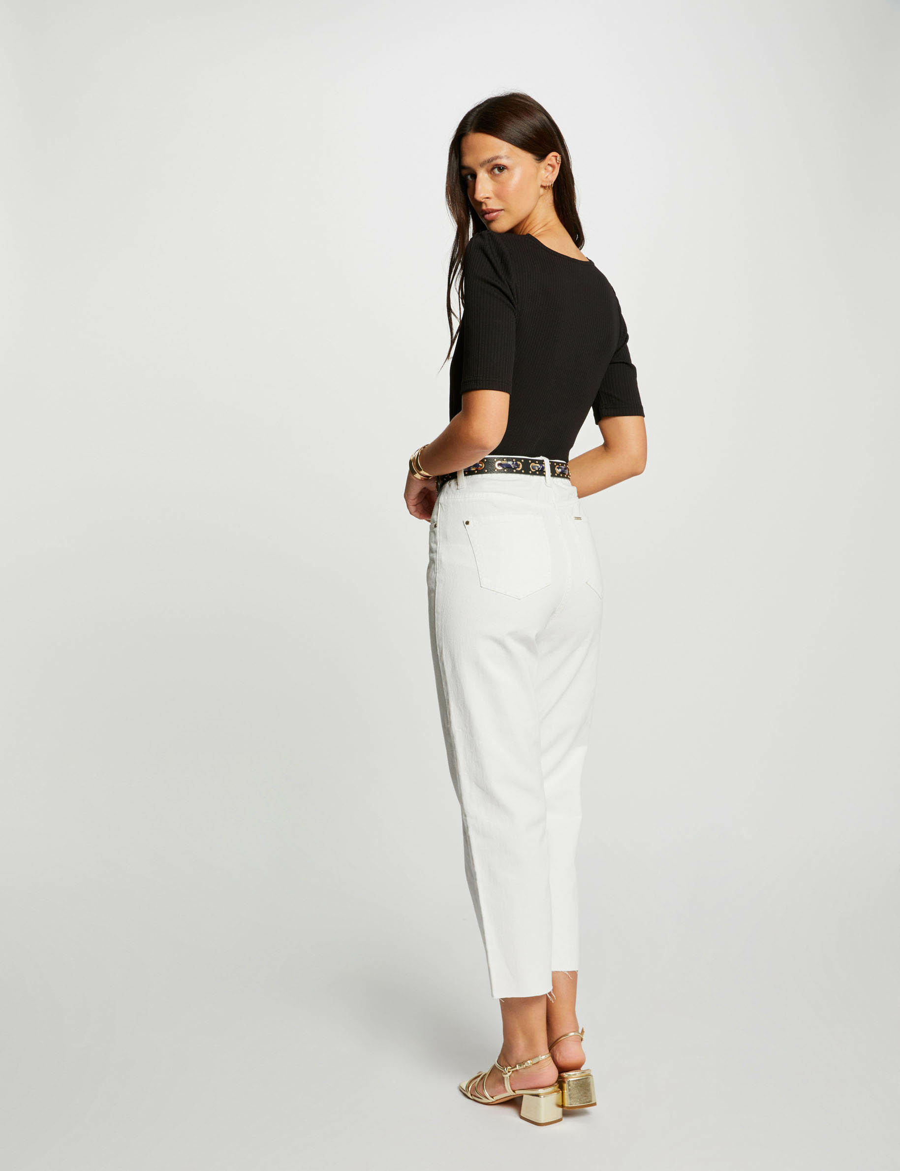 jeans droit 78eme ecru femme Jeans droit 7/8ème ecru femme