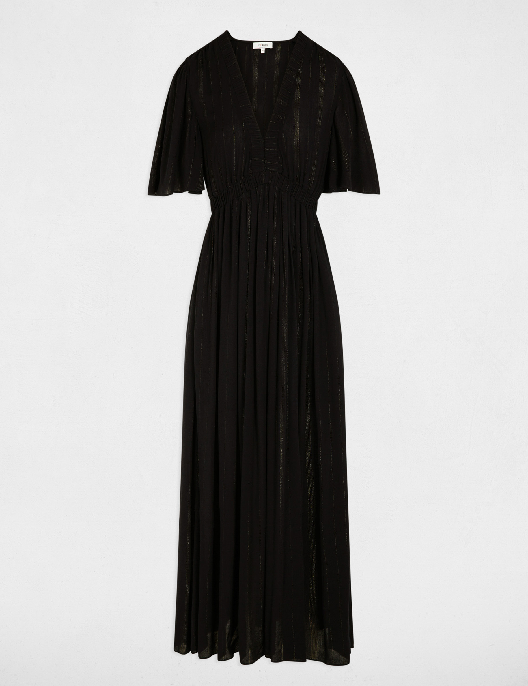 Lange jurk met V-hals marineblauw vrouw