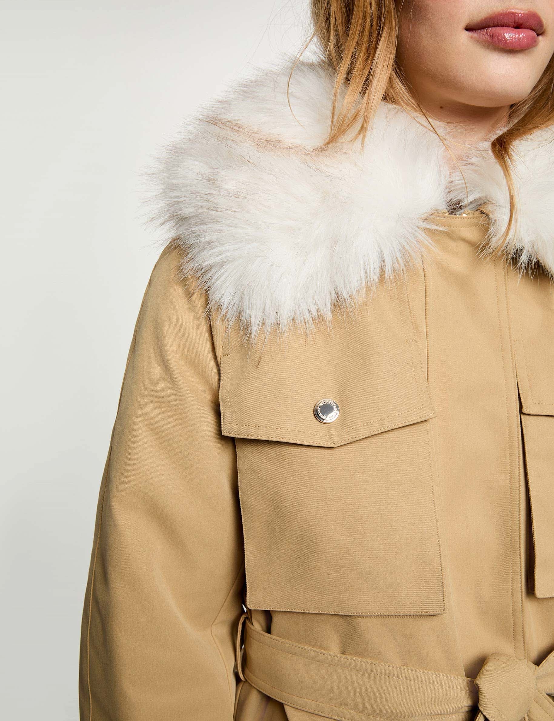 Parka met opstaande kraag beige vrouw