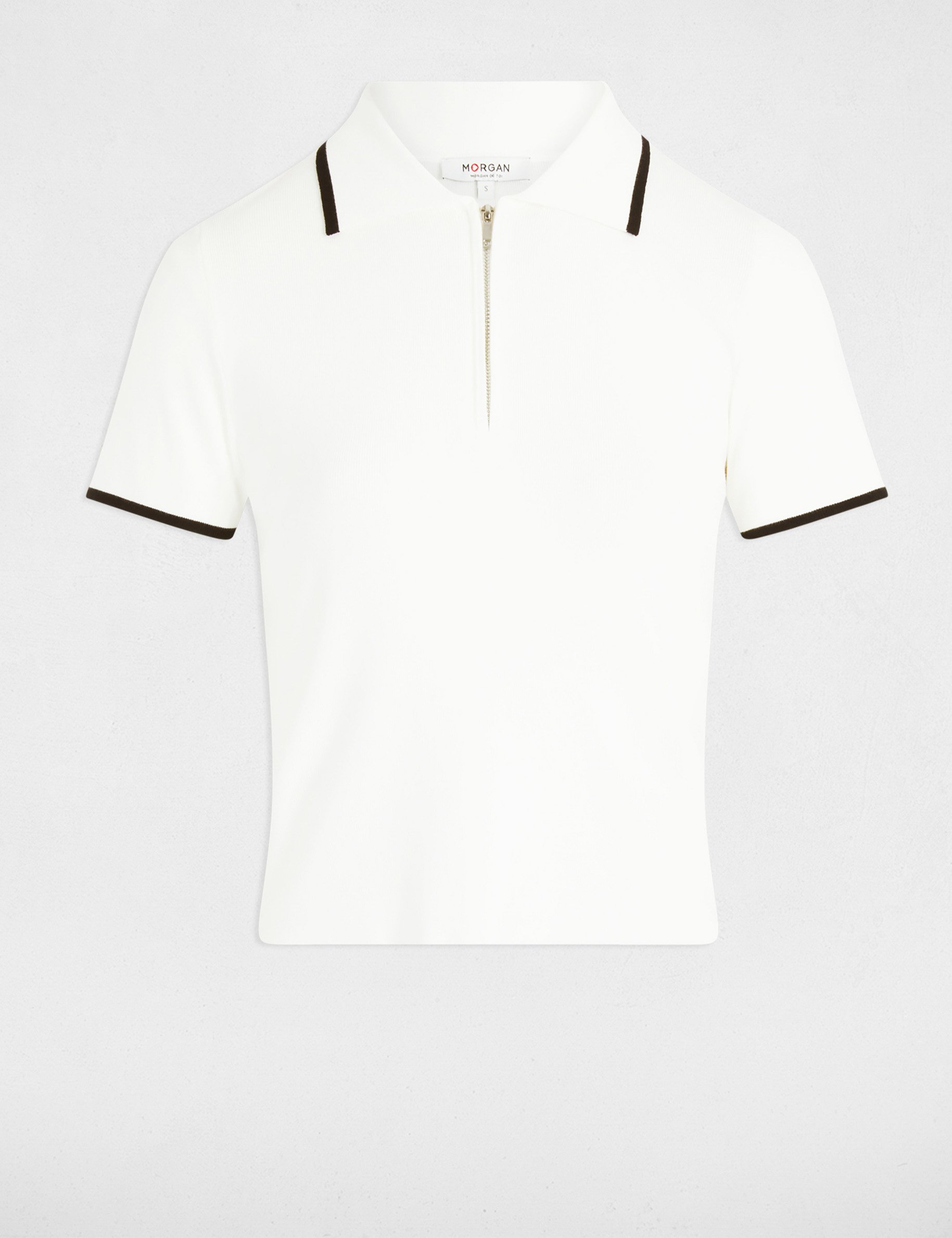 Pull manches courtes blanc femme
