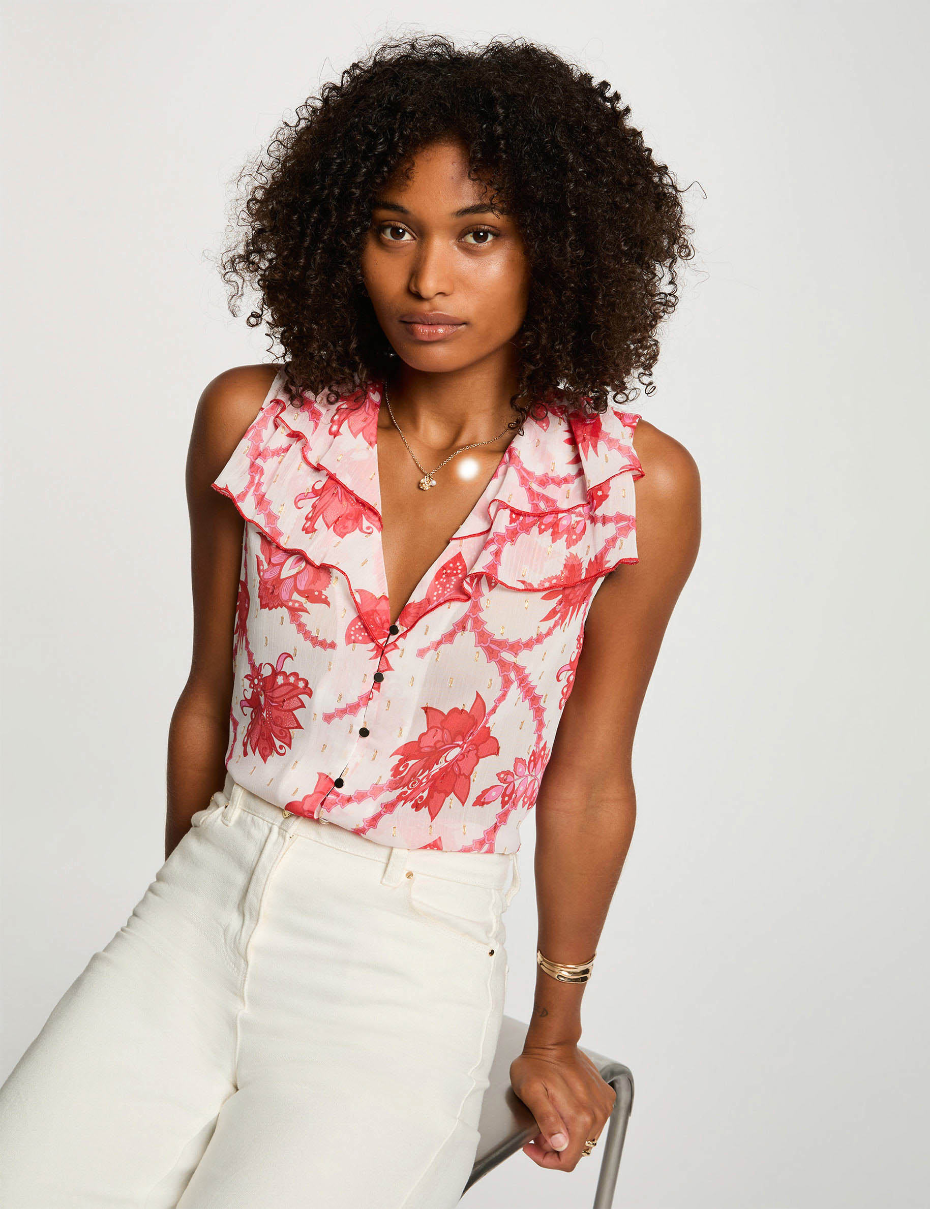 Chemise sans manches multicolore femme