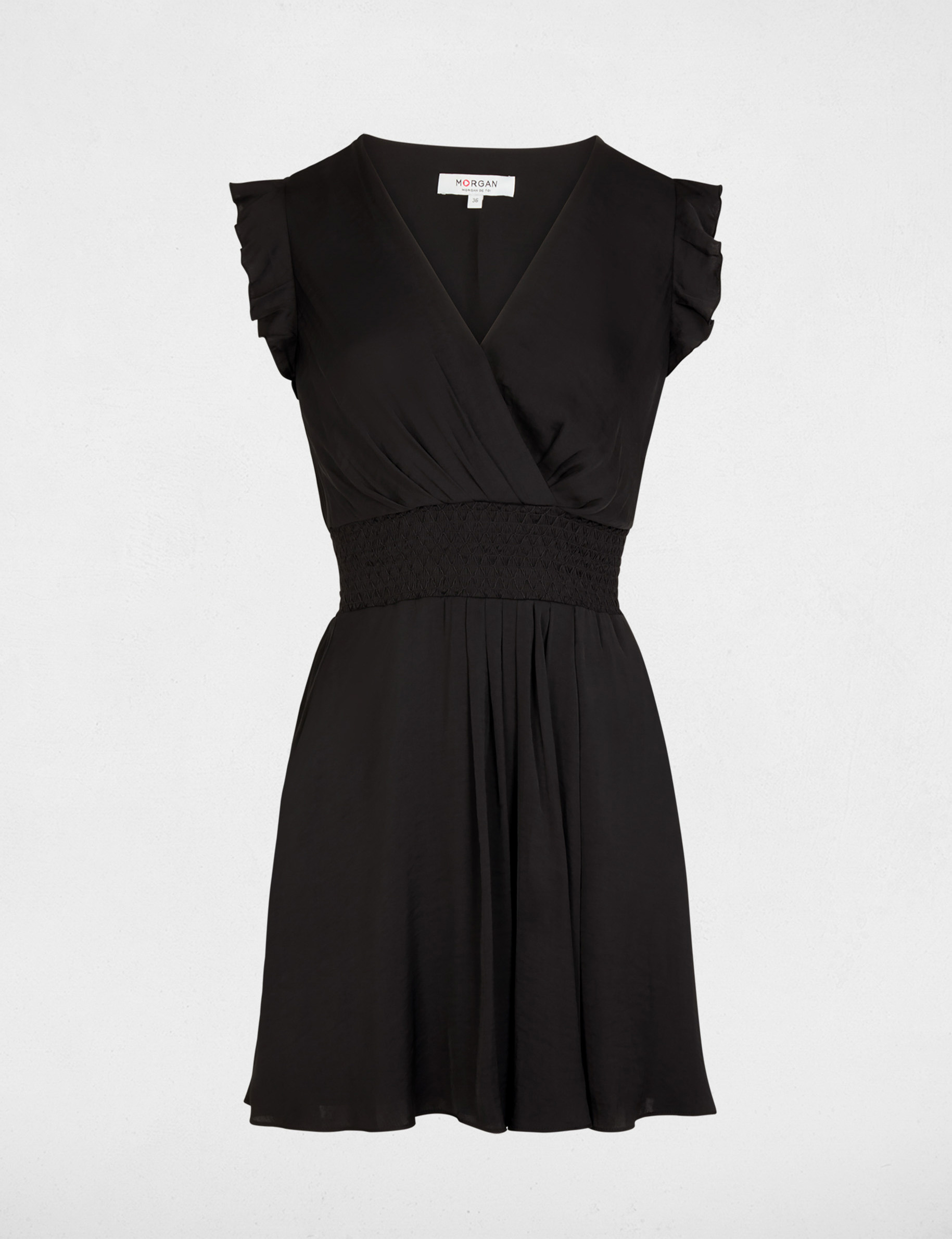 Robe courte fluide noir femme