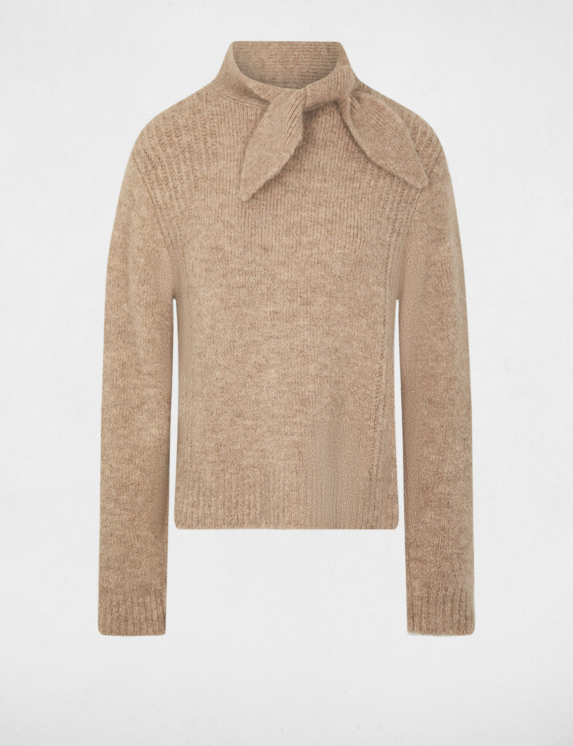 Trui met opstaande kraag medium beige vrouw