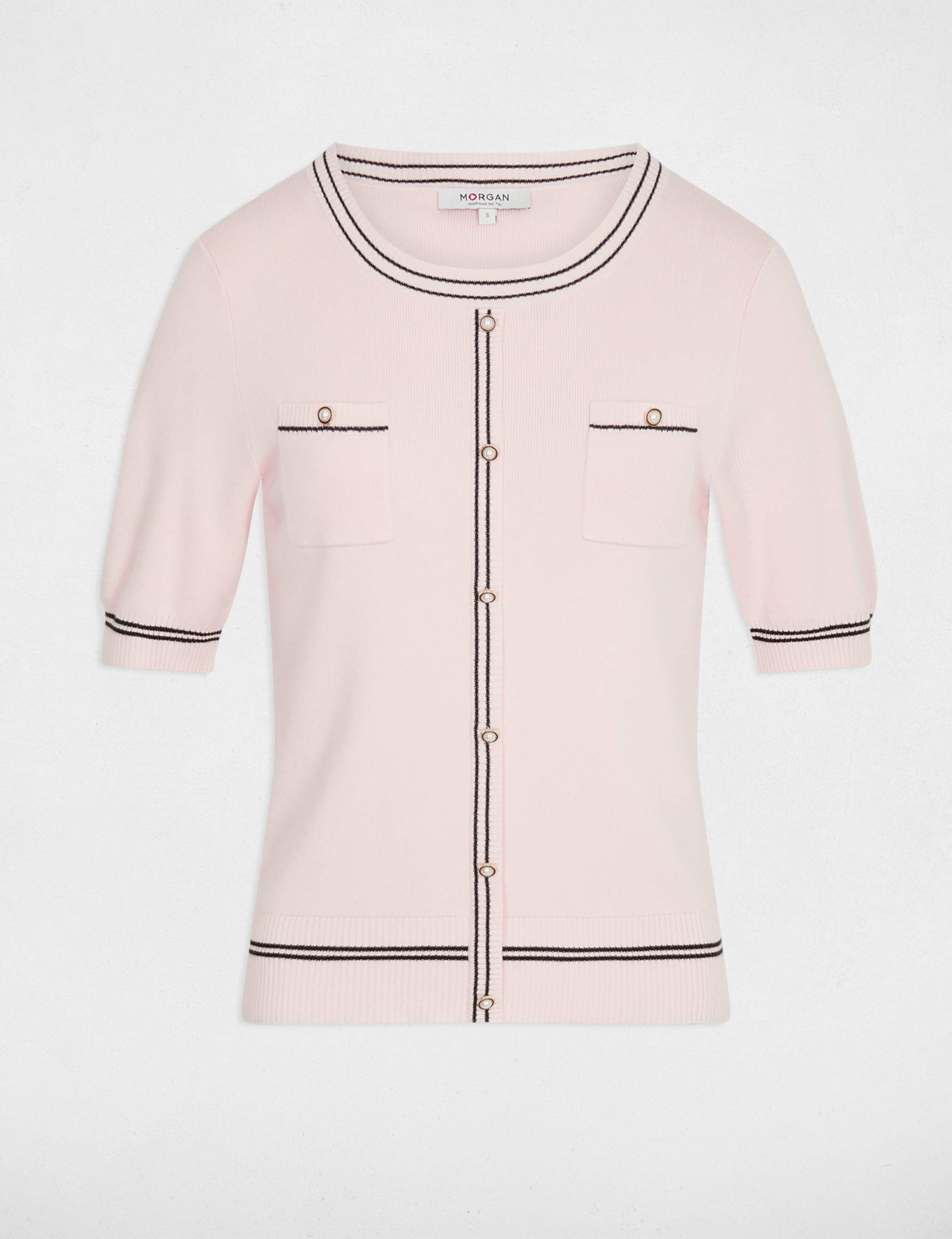 Gilet ajust&eacute; manches courtes rose clair femme
