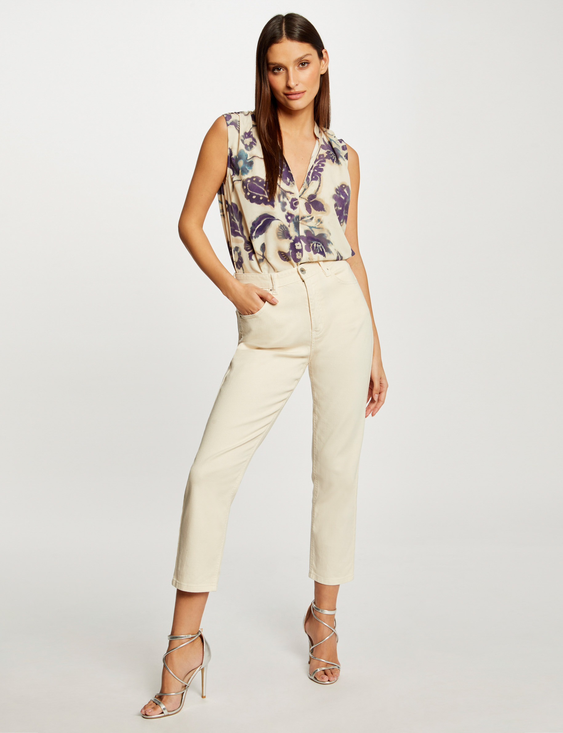 Pantalon ecru on sale femme