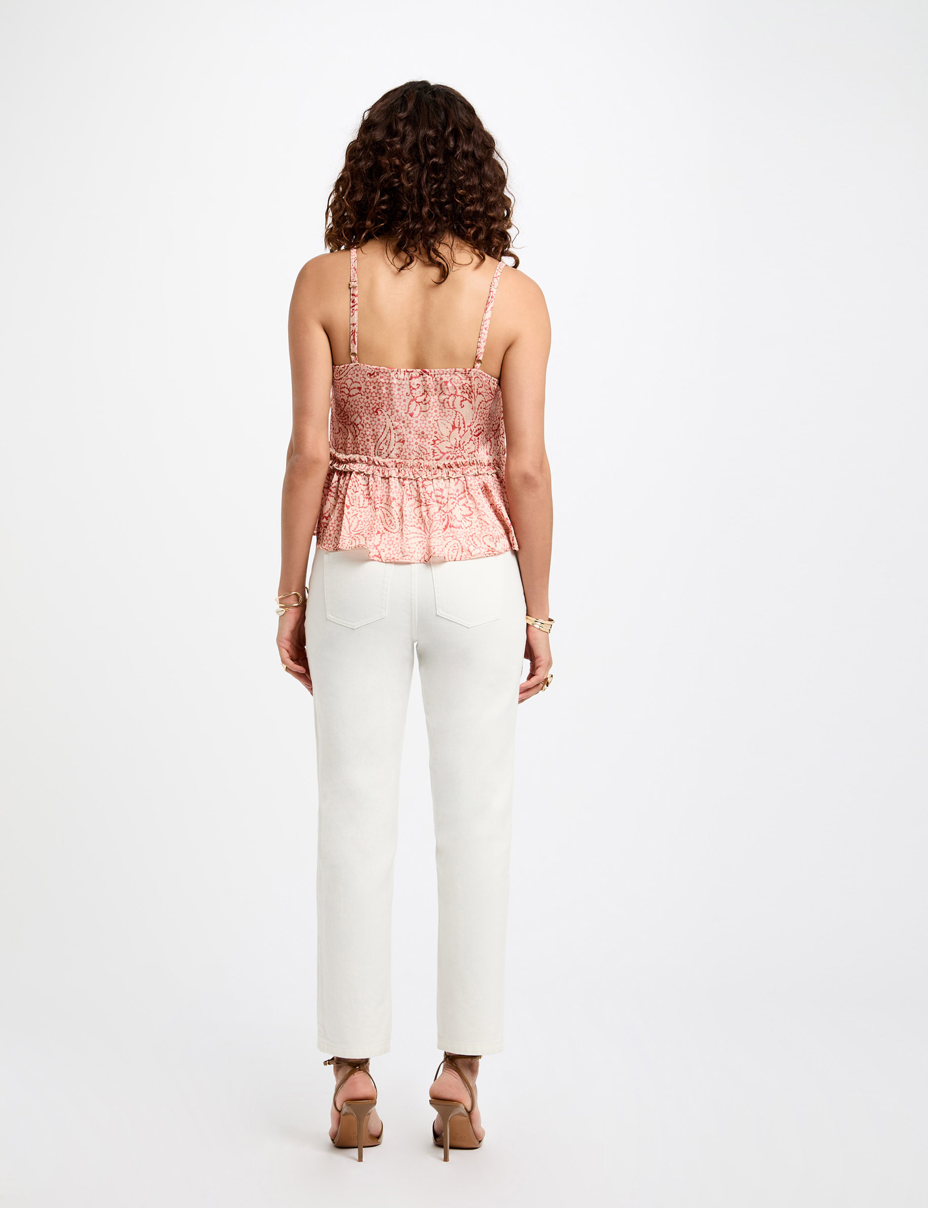 top bretelles imprime multicolore femme meerkleurig vrouw