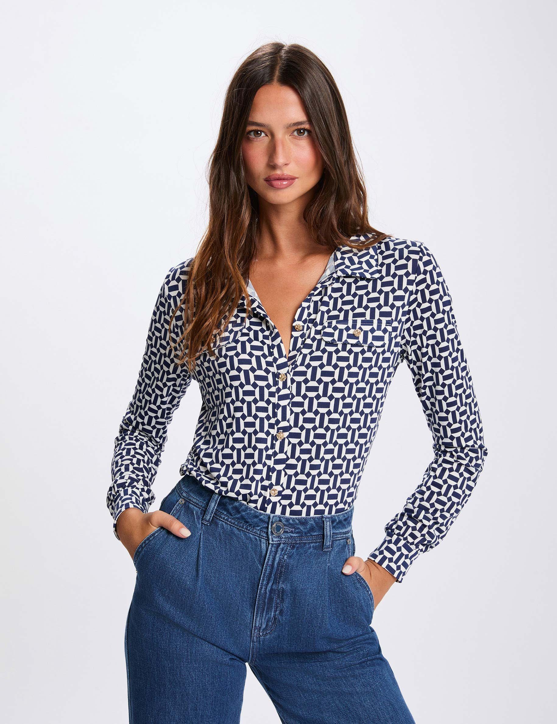 t shirt met omgeslagen kraag helder wit vrouw T-shirt met omgeslagen kraag helder wit vrouw
