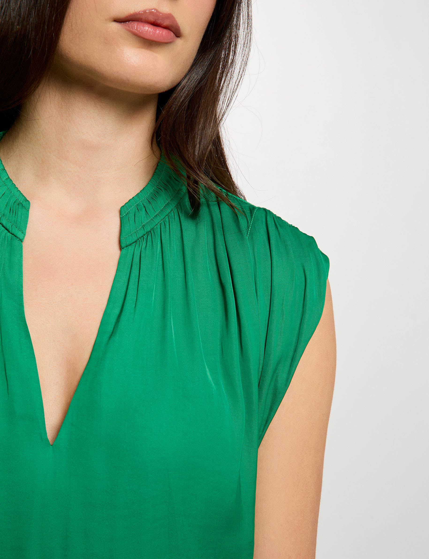 Blouse met korte mouwen weide groen vrouw