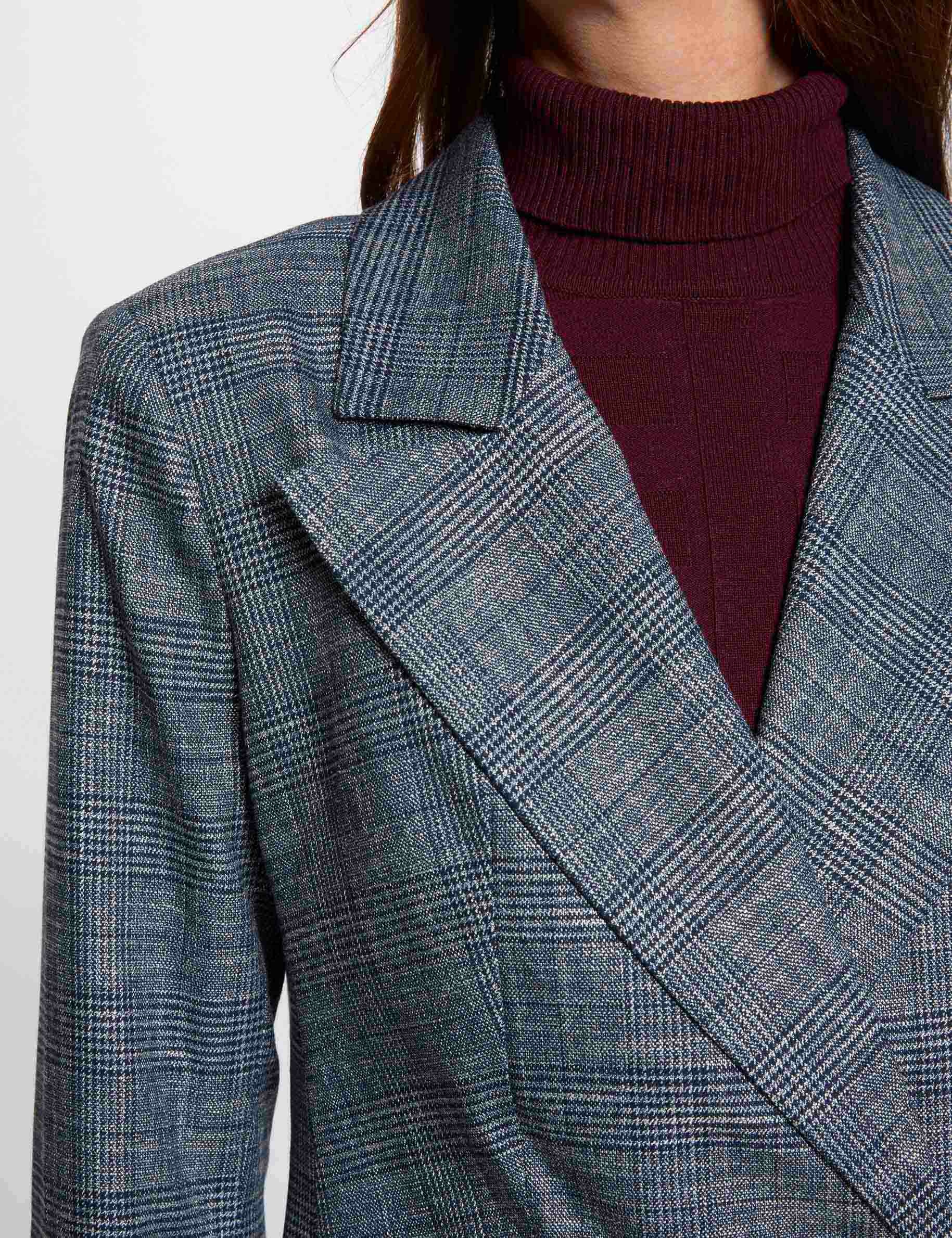 veste courte a carreaux bleu marine femme Veste courte à carreaux bleu marine femme