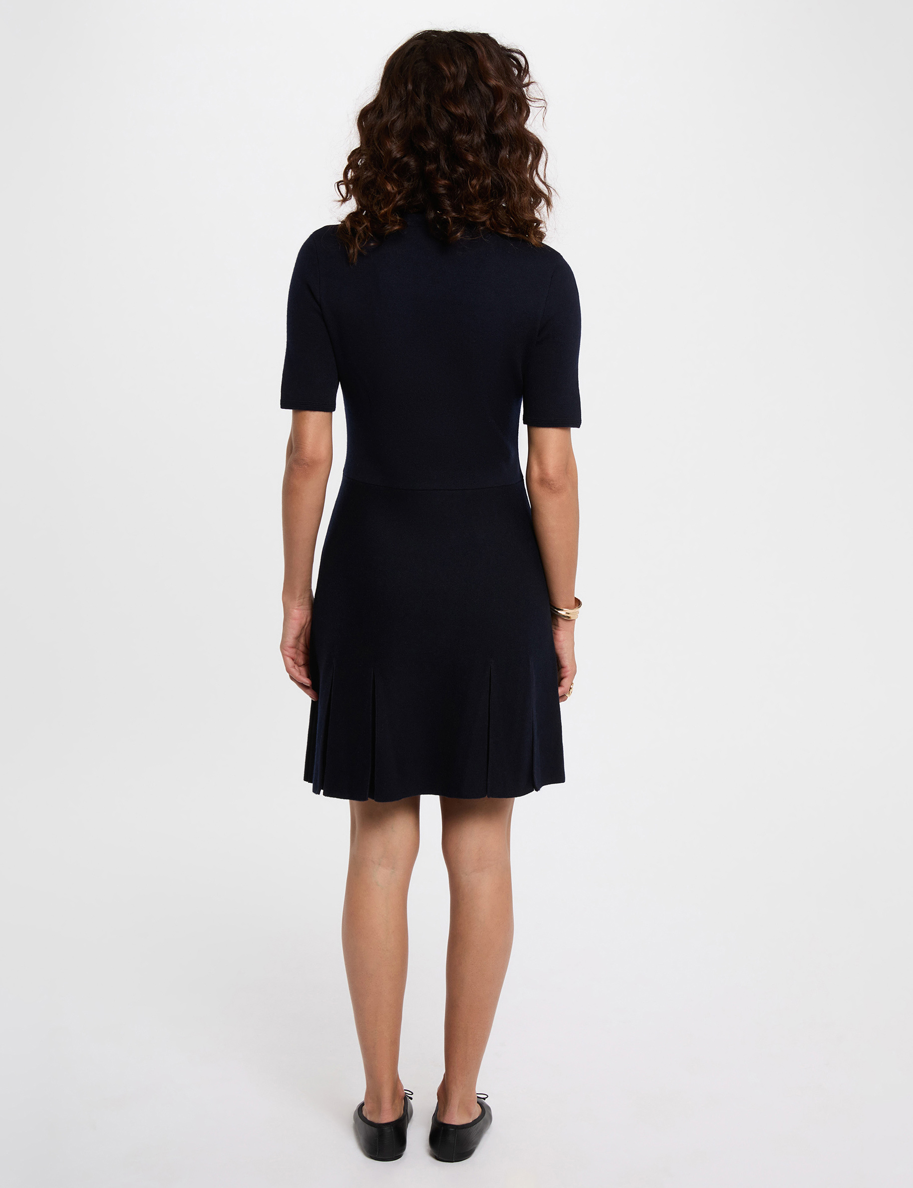 Robe courte trapèze bleu marine femme