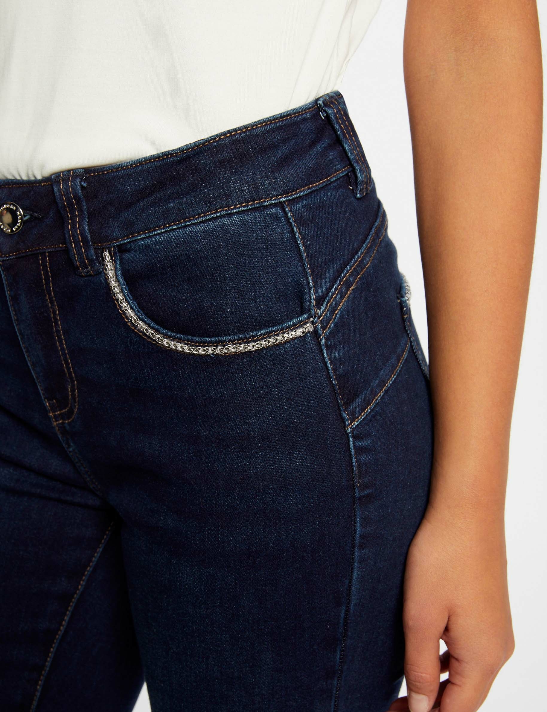 Jeans slim avec détails chaînes jean brut femme