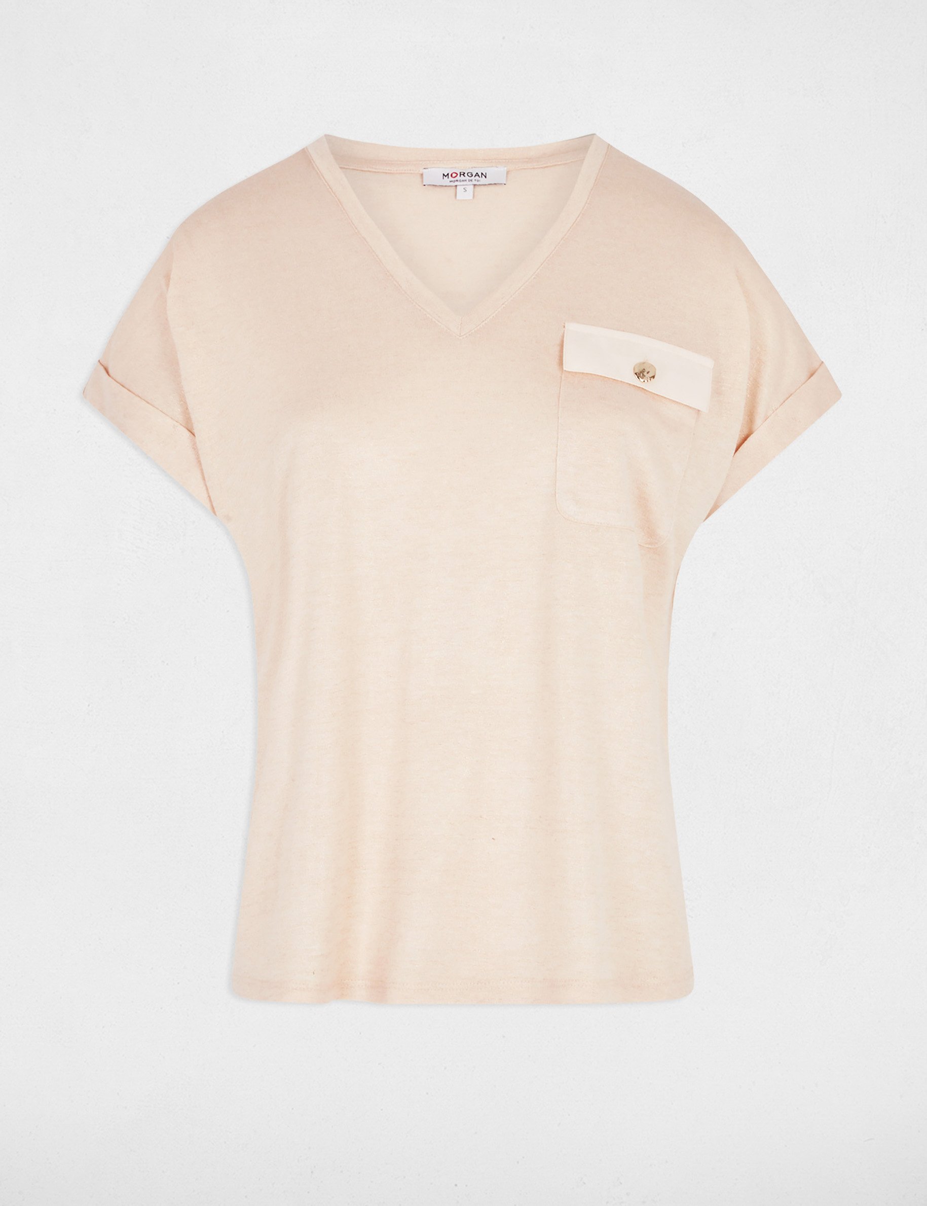 t shirt met korte mouwen beige vrouw T-shirt met korte mouwen beige vrouw