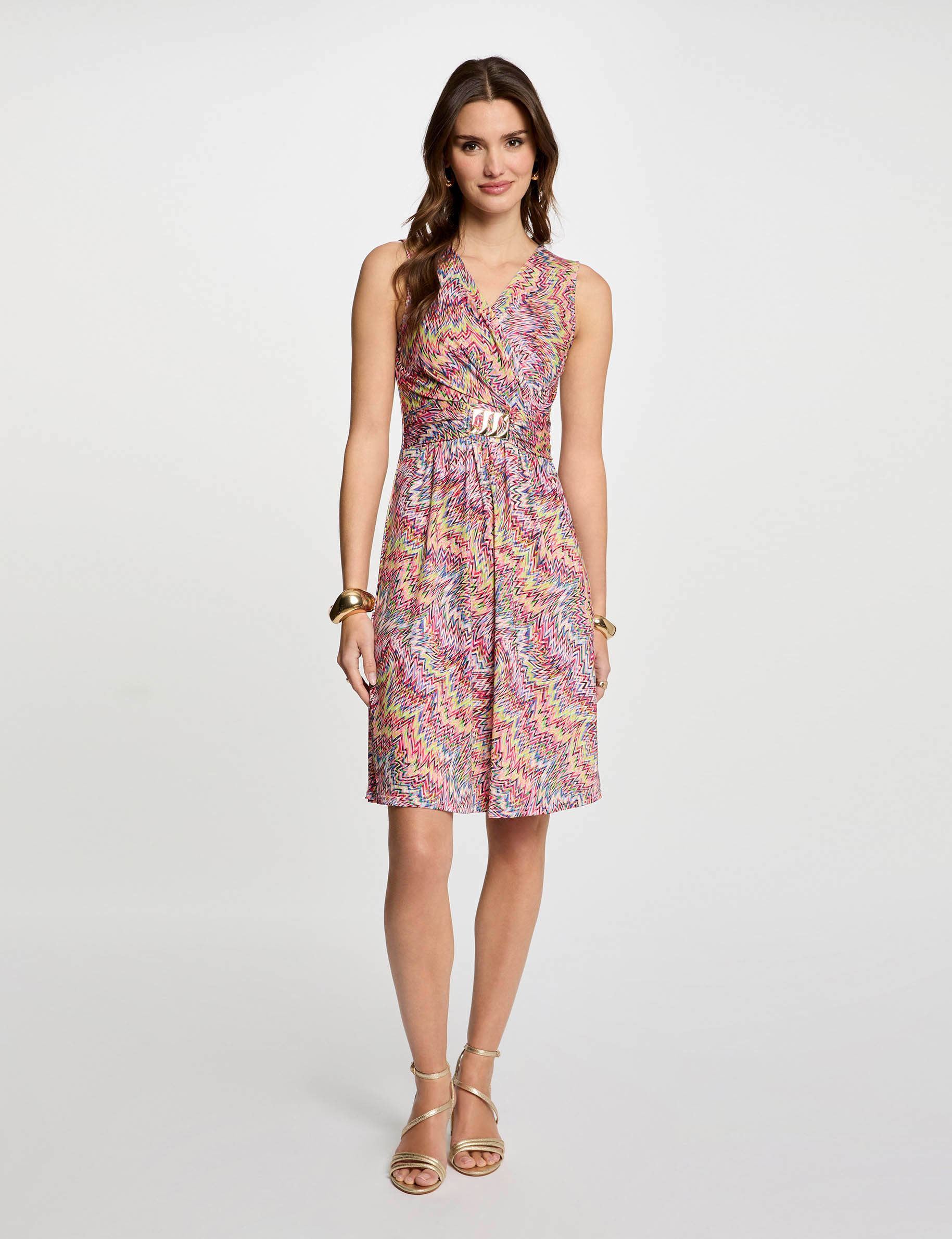 Korte rechte jurk met print meerkleurig vrouw