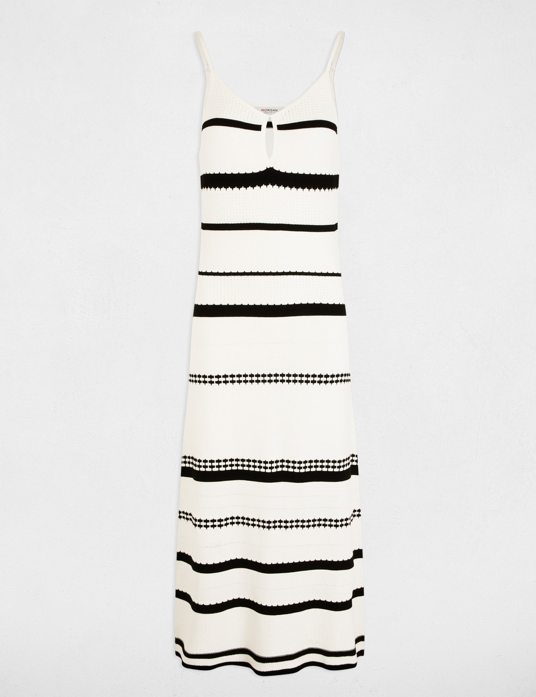 Robe tricot ray&eacute;e blanc femme