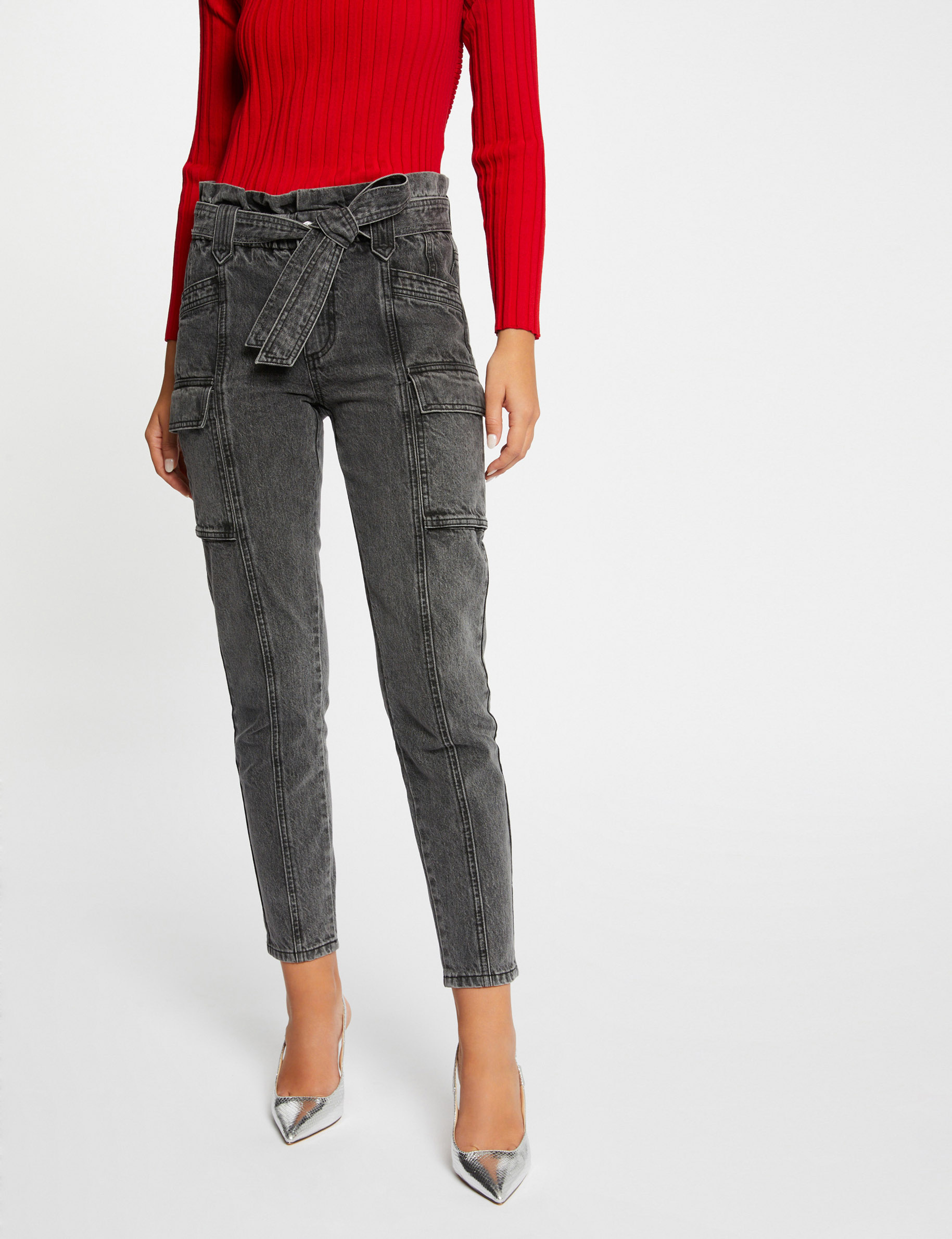 smalle 78 cargojeans mediumgrijs vrouw Smalle 7/8-cargojeans mediumgrijs vrouw