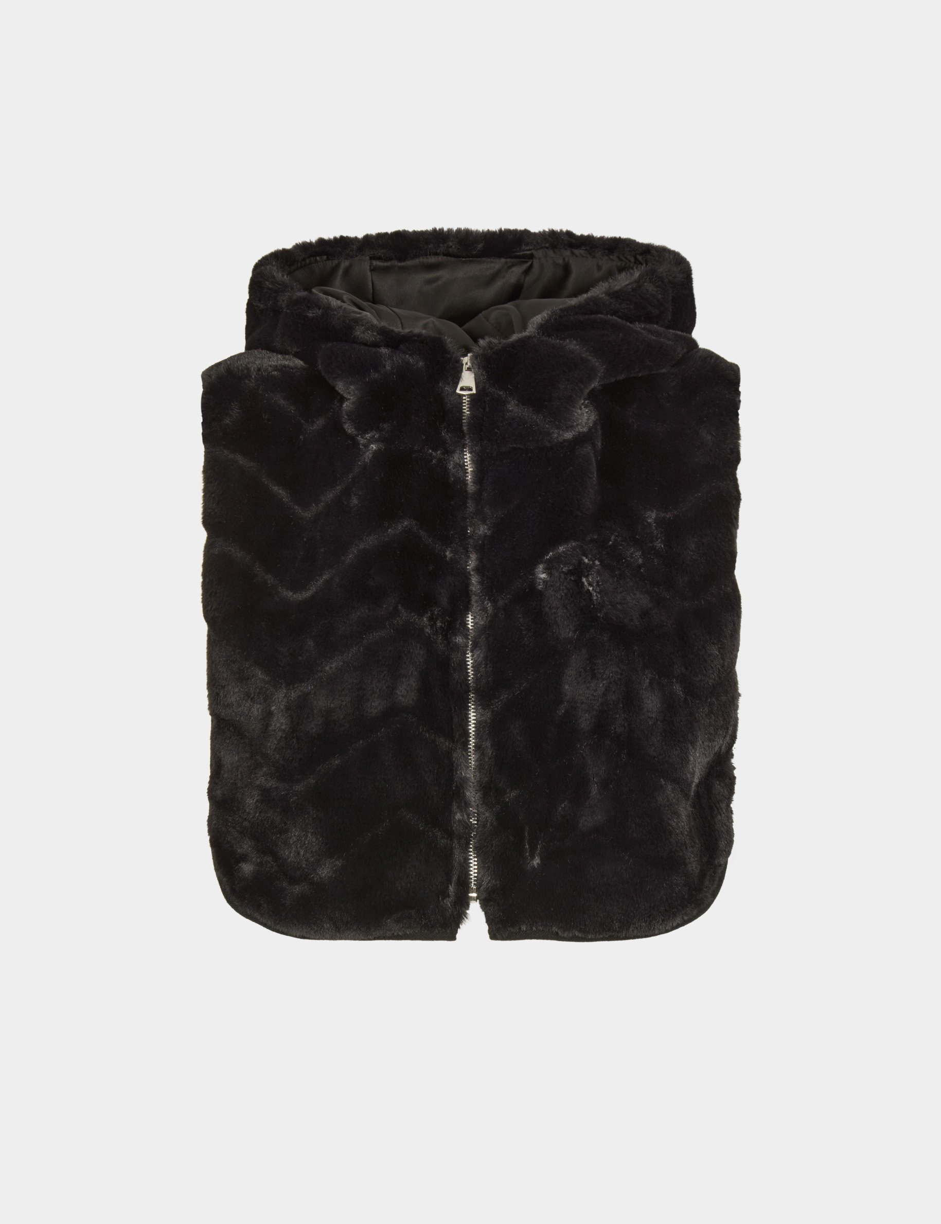 poncho van imitatiebont zwart vrouw Poncho van imitatiebont zwart vrouw