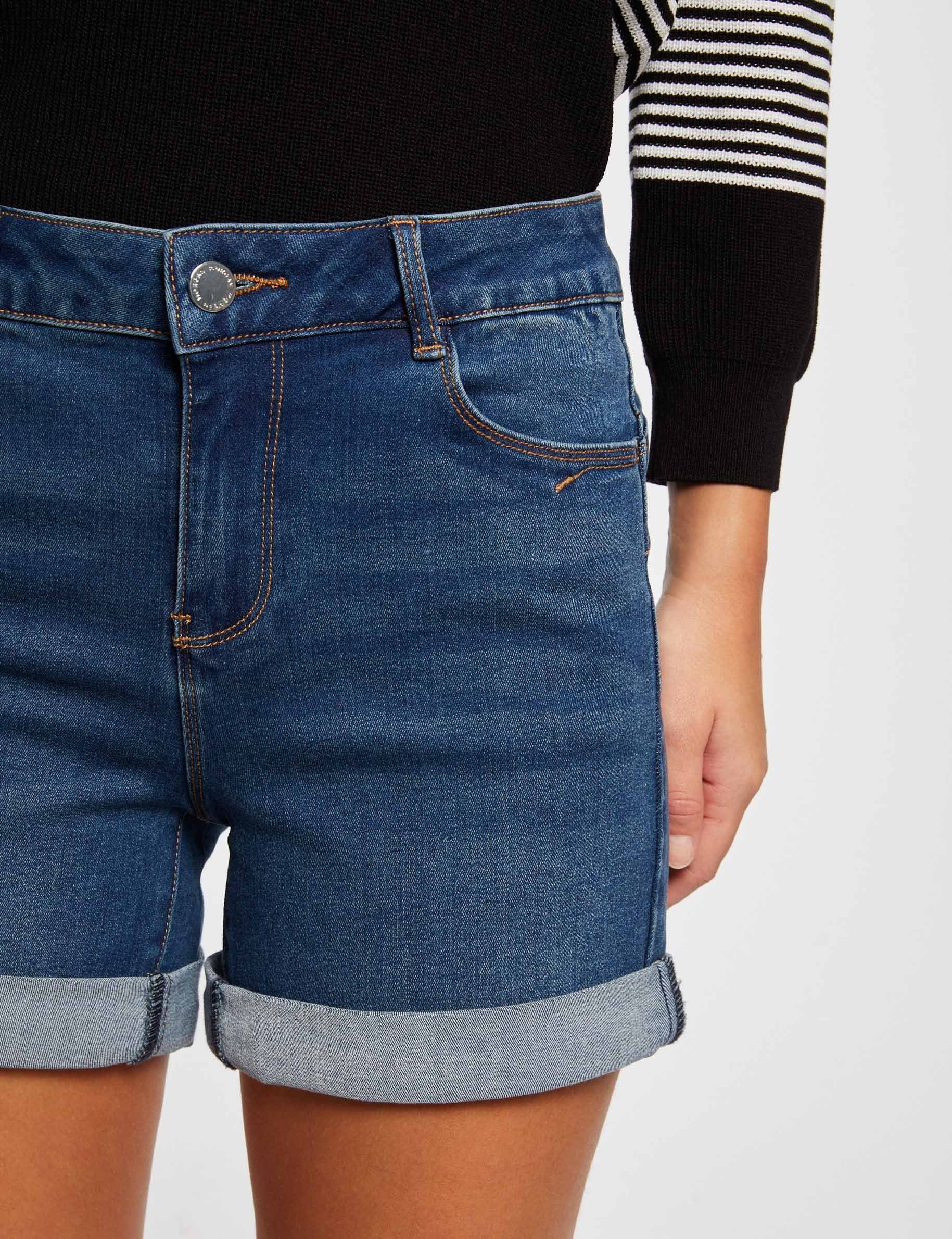 Rechte denim short stone washed denim vrouw