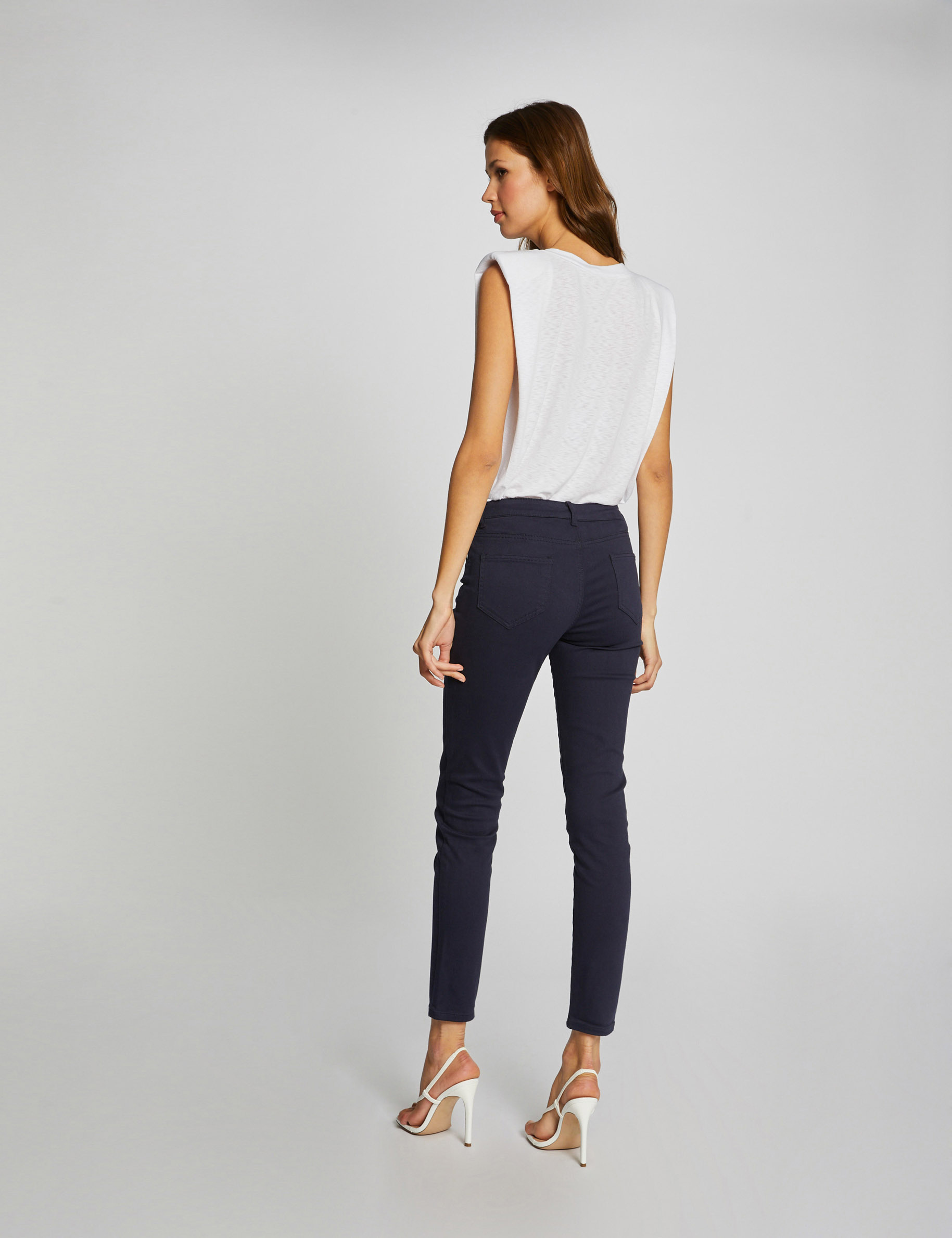 Skinny broek met lage taille marine vrouw