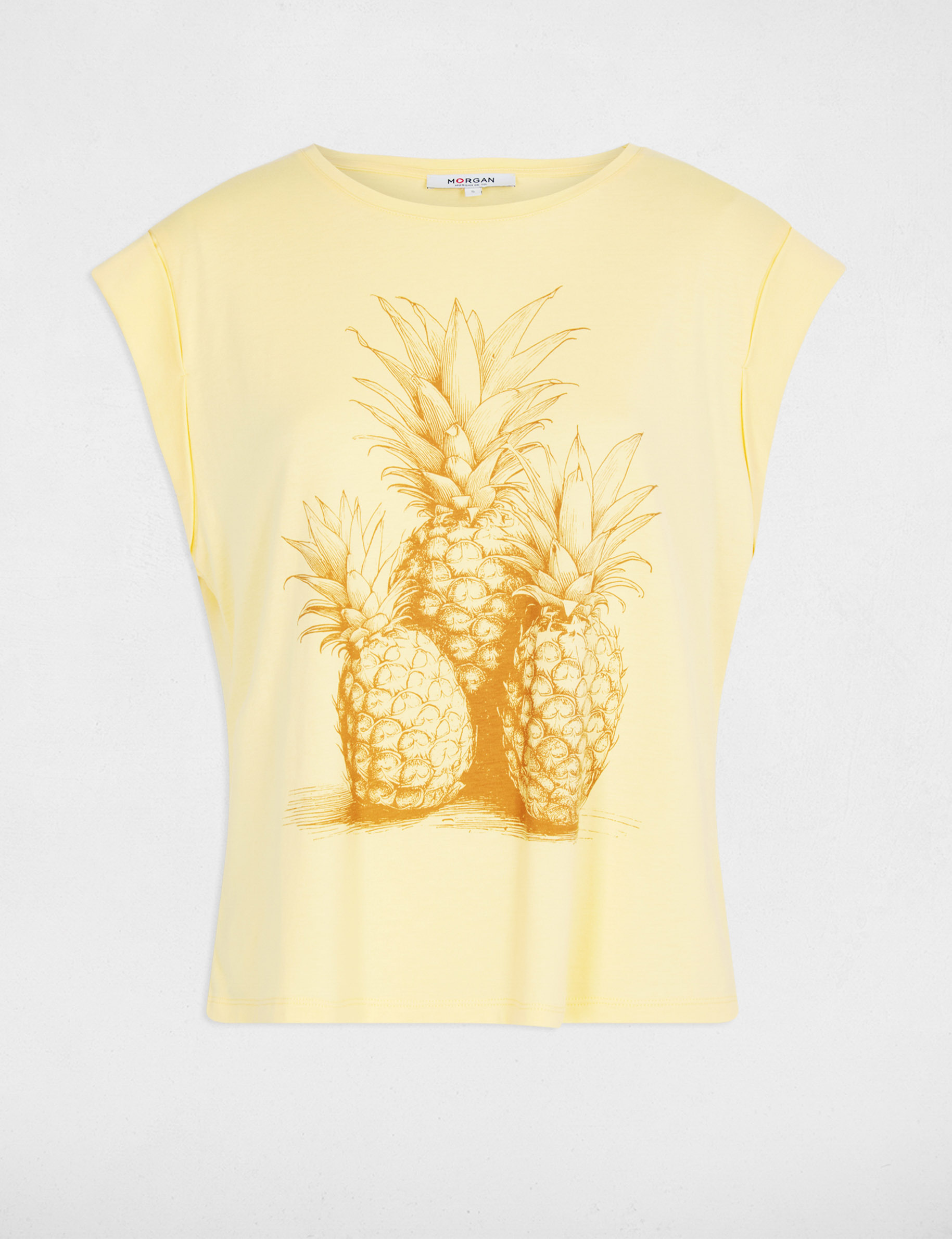T-shirt manches courtes jaune clair femme