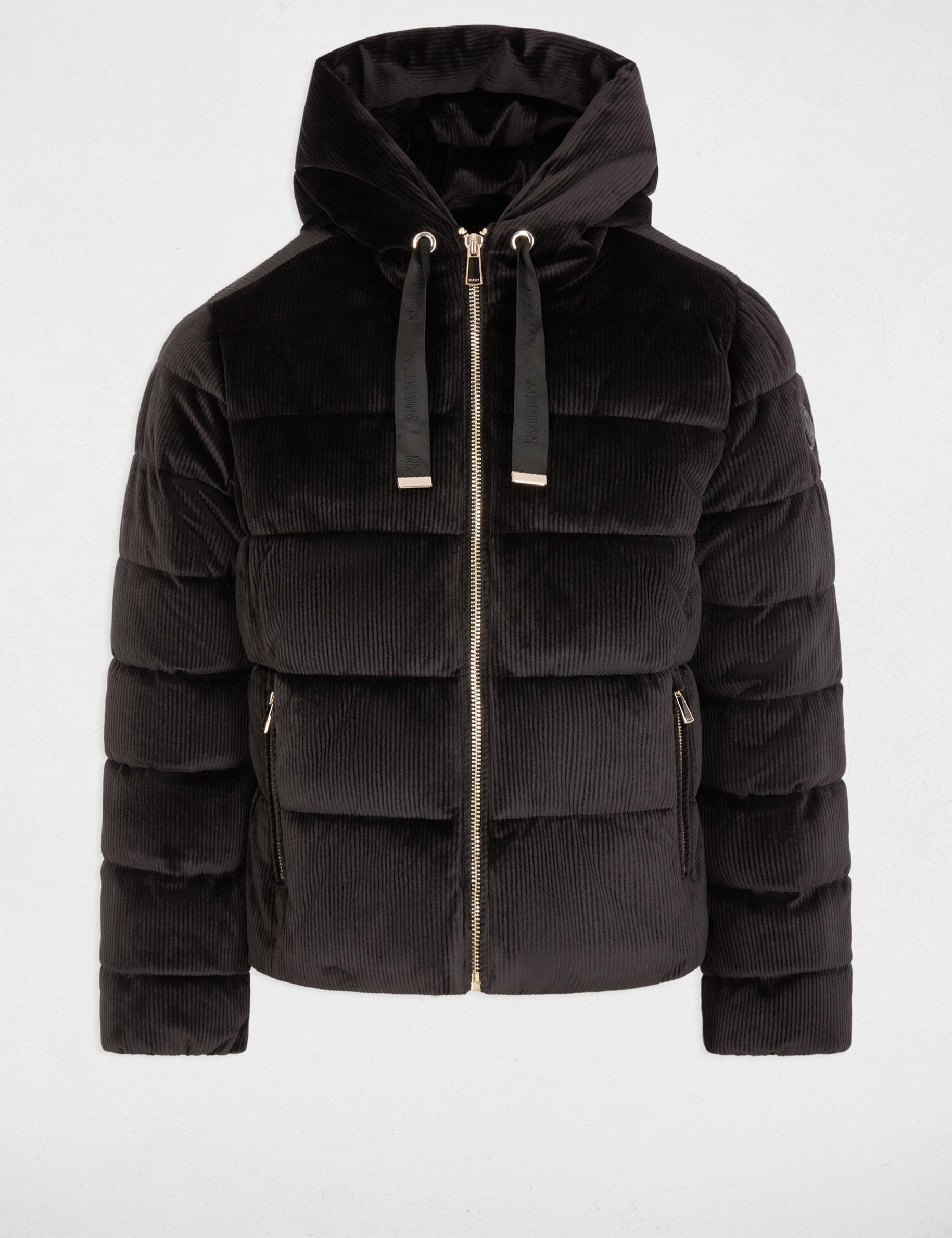 Doudoune courte velours noir femme