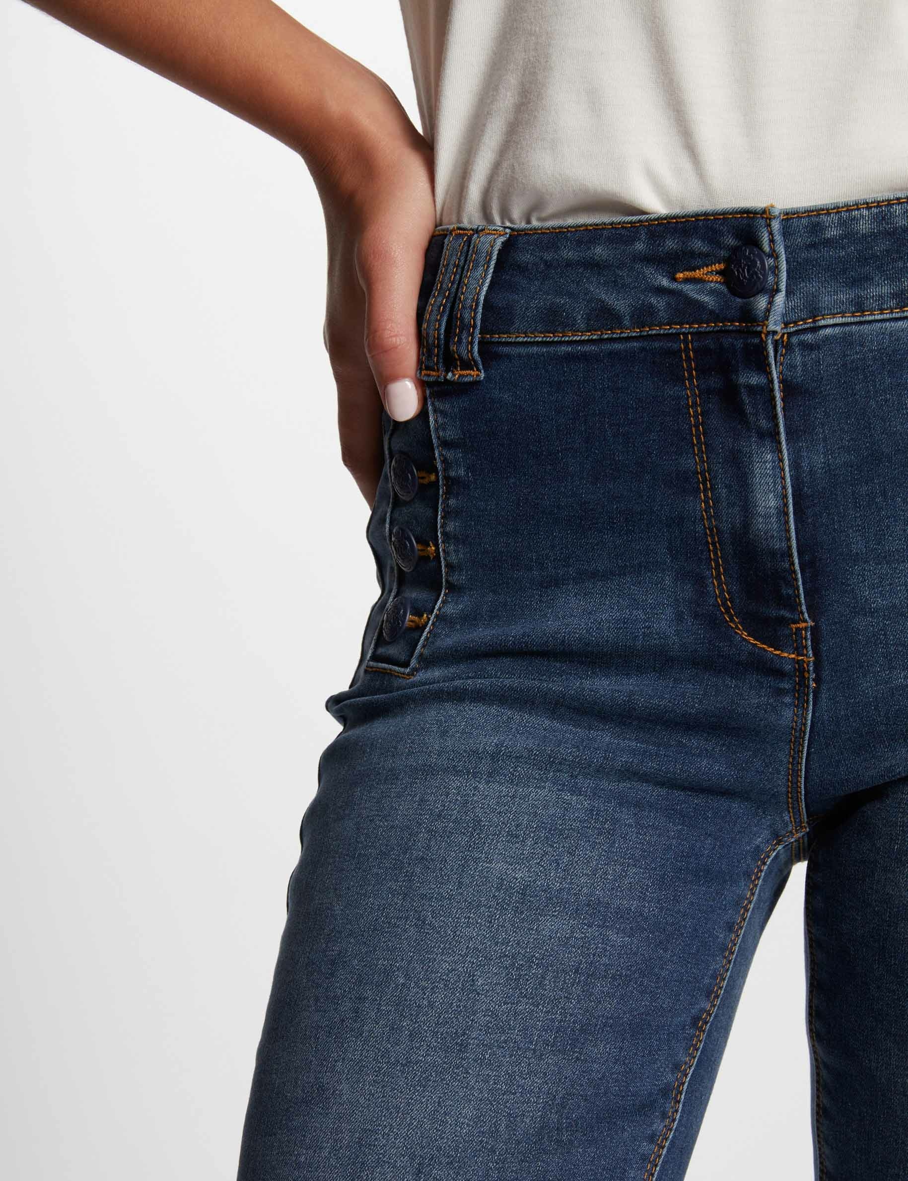 jeans flare a pont denim stone femme Jeans flare à pont denim stone femme