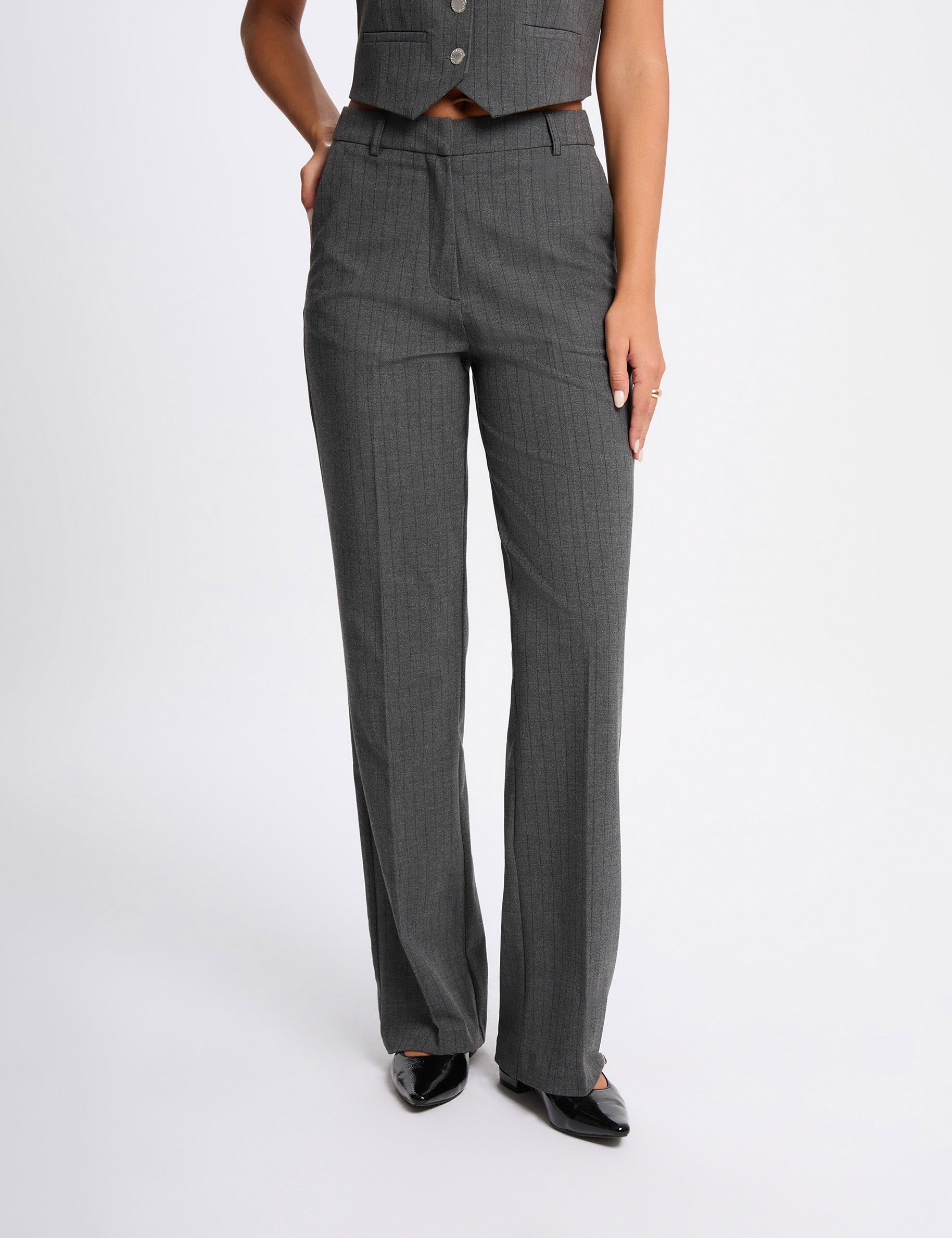 Broek met wijde pijpen mediumgrijs vrouw