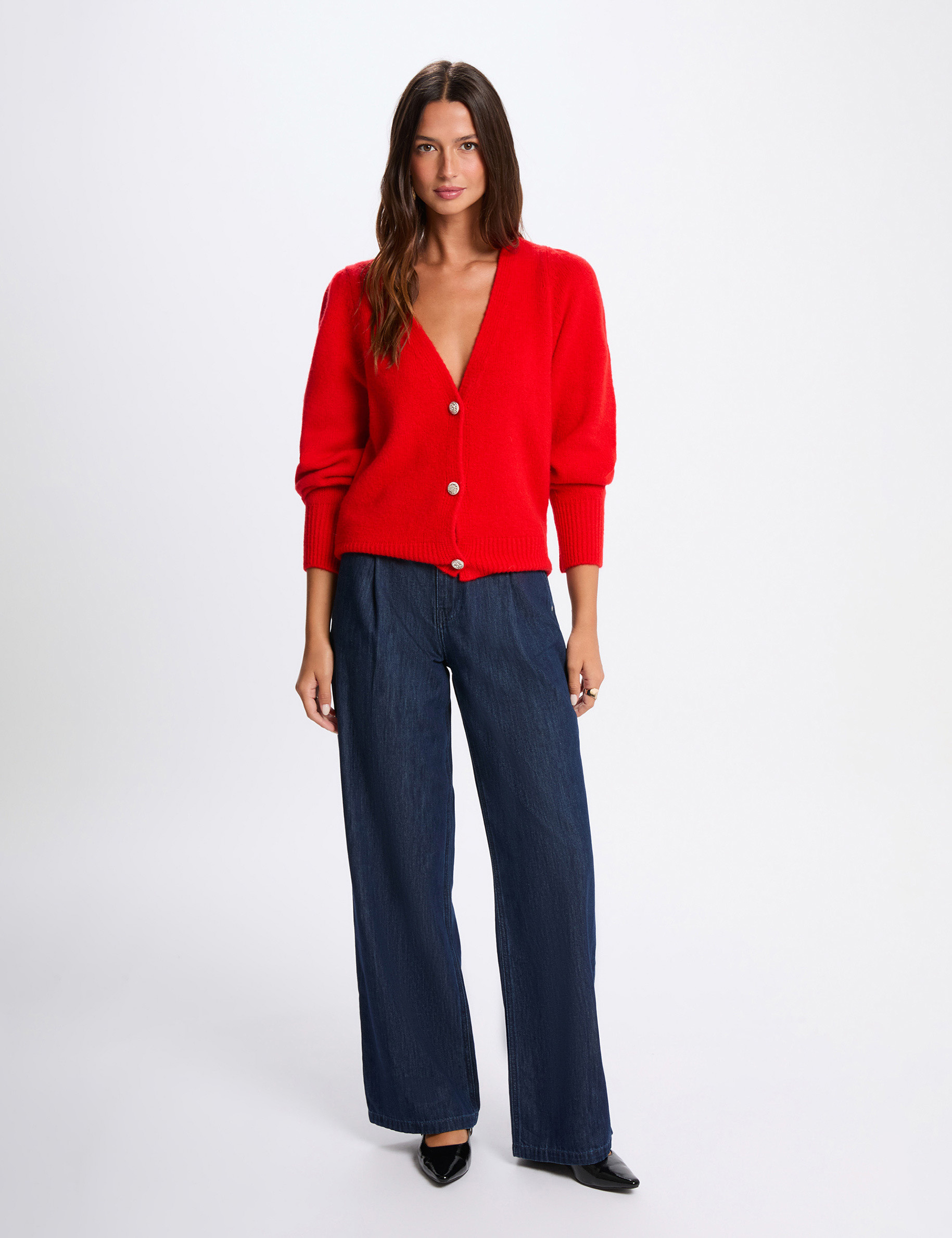 Vest met pofmouwen rood vrouw