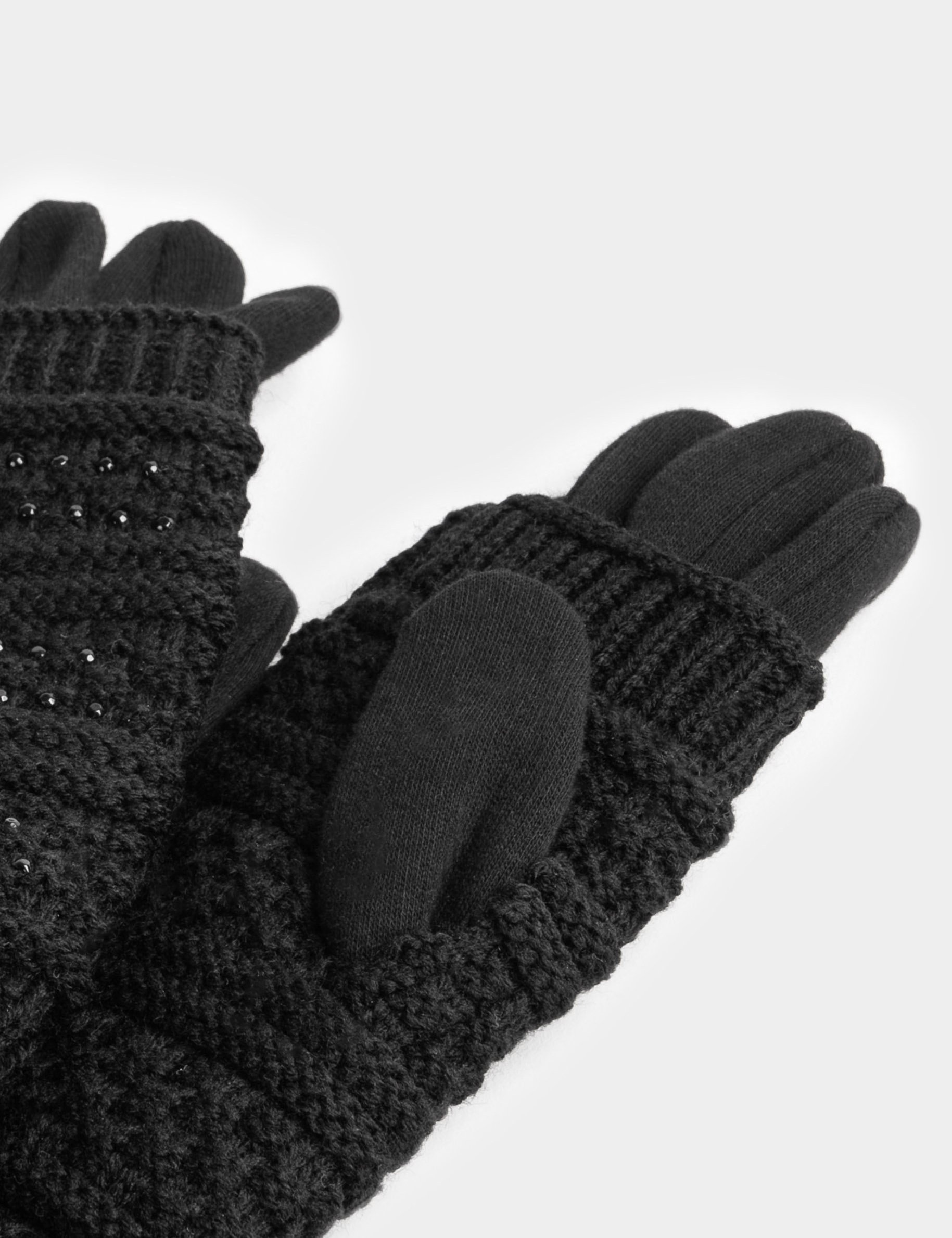 gants en maille avec strass noir femme zwart vrouw