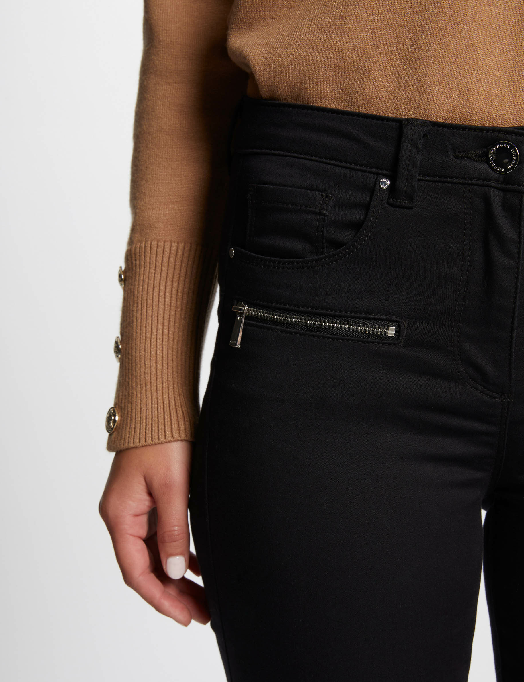 slimfit jeans met ritsdetails zwart vrouw Slimfit jeans met ritsdetails zwart vrouw